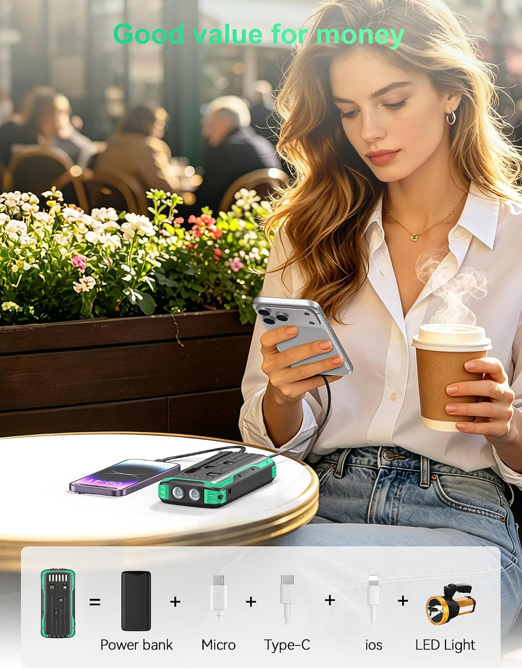 SOXONO Cargador Solar Power Bank, PD 20W Carga Rápida Batería Exter...
