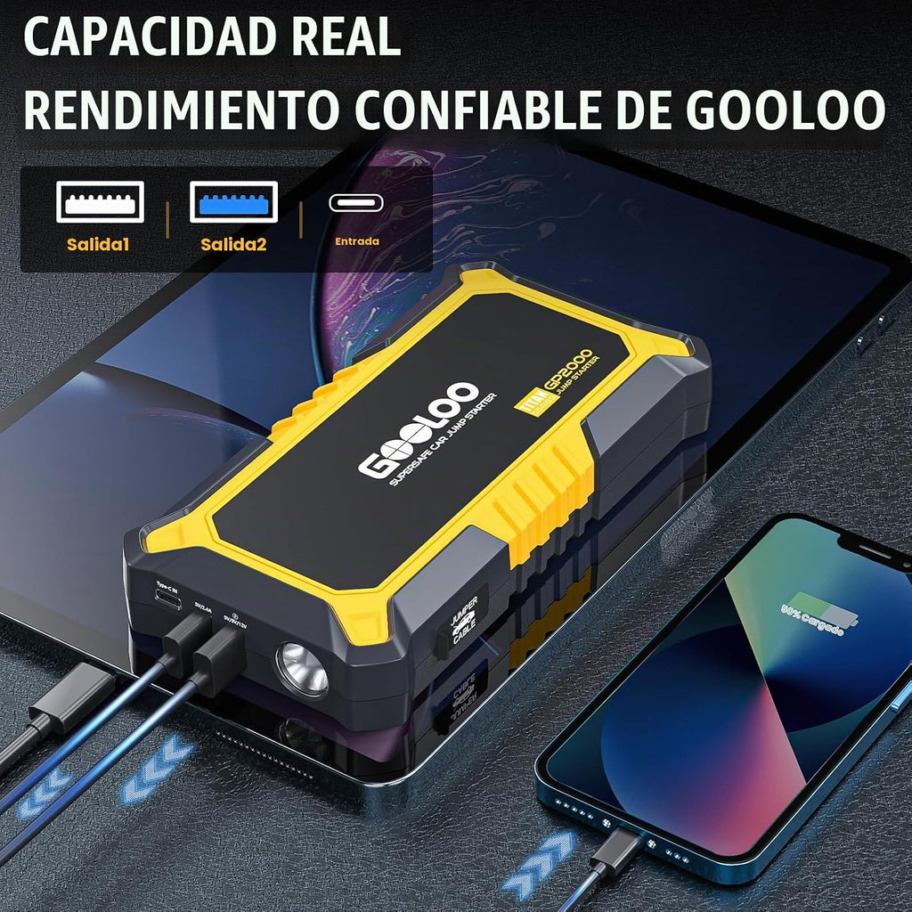 GOOLOO Nuevo arrancador GP2000 2000A Paquete de batería de arranque...