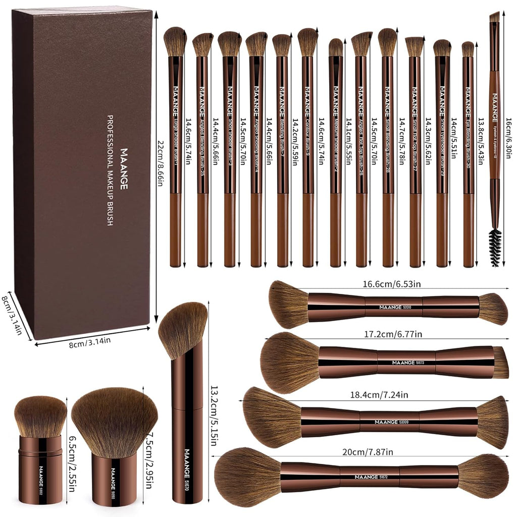 MAANGE 20 piezas de brochas de maquillaje con caja de regalo, broch...