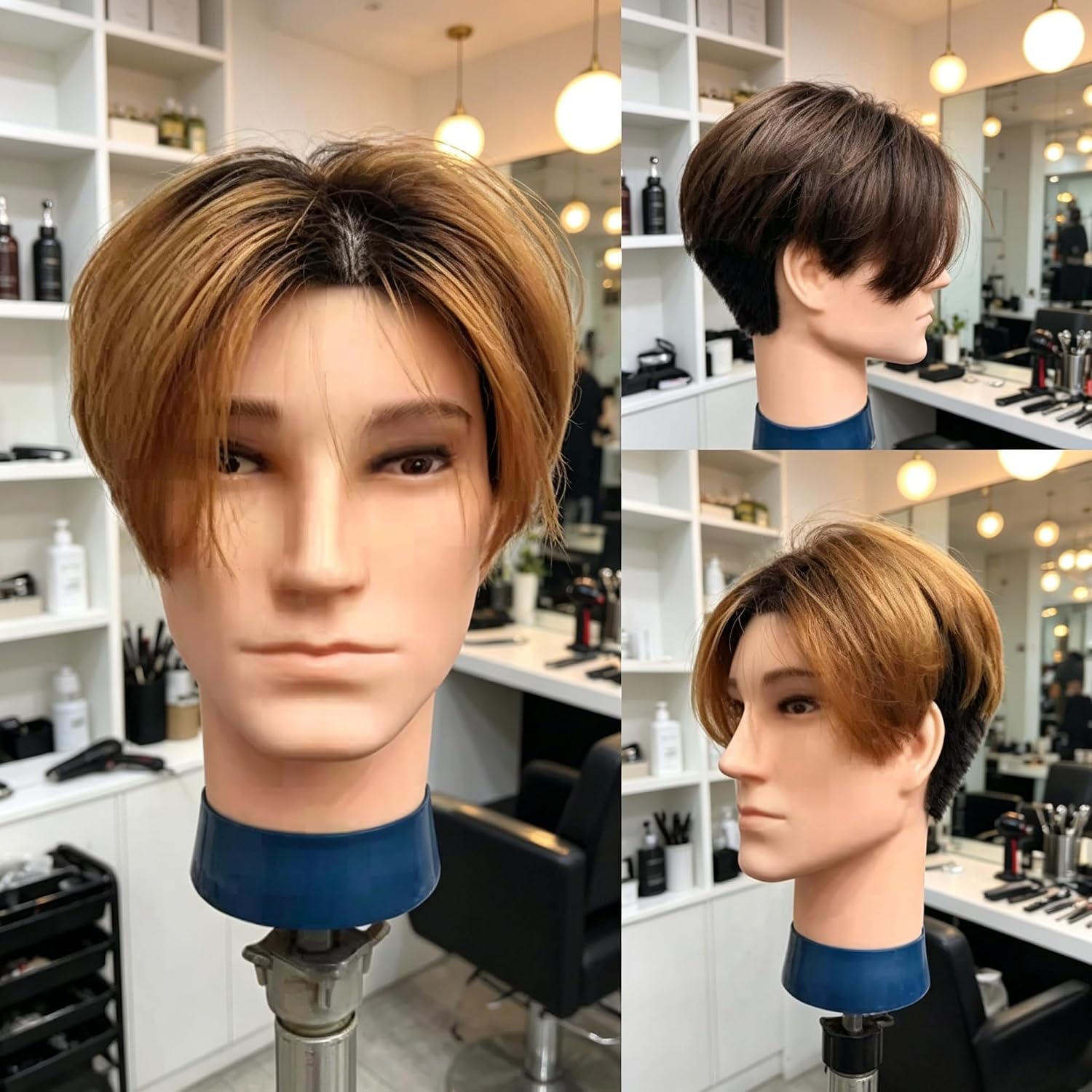 Cabeza de maniquí para hombre con cabello humano, cabeza de maniquí...