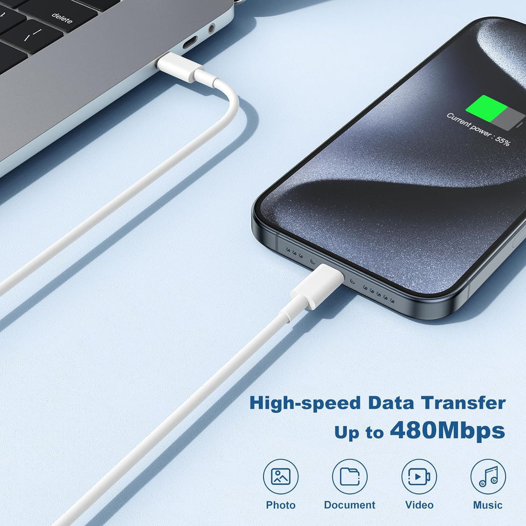 10 pies de cable de carga rápida para iPhone 17 16e 15, paquete de...