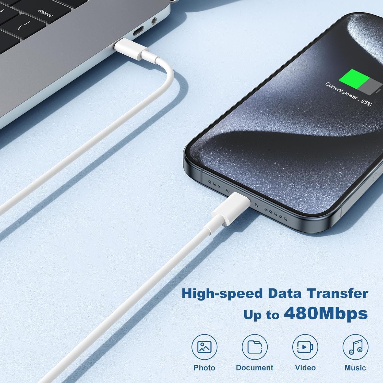 10 pies de cable de carga rápida para iPhone 17 16e 15, paquete de...