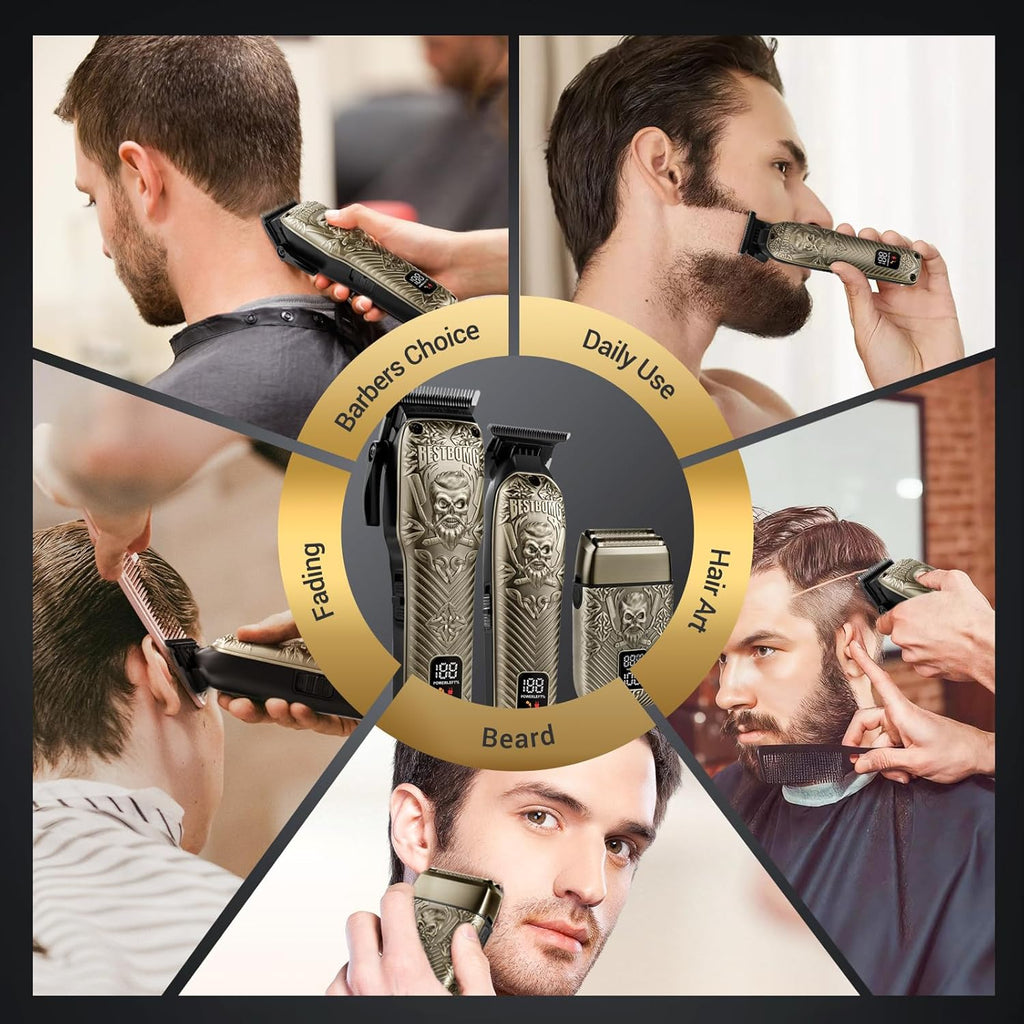 BESTBOMG® - Juego de cortapelos para hombres, cortadora de pelo pro...