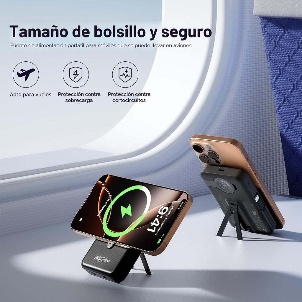 Cargador portátil magnético con cables integrados, estación de carg...