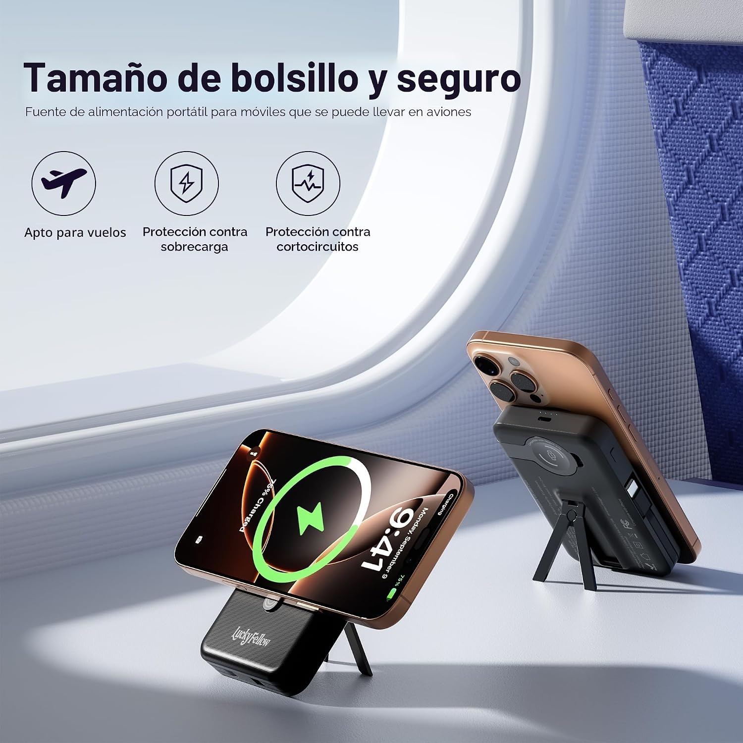 Cargador portátil magnético con cables integrados, estación de carg...