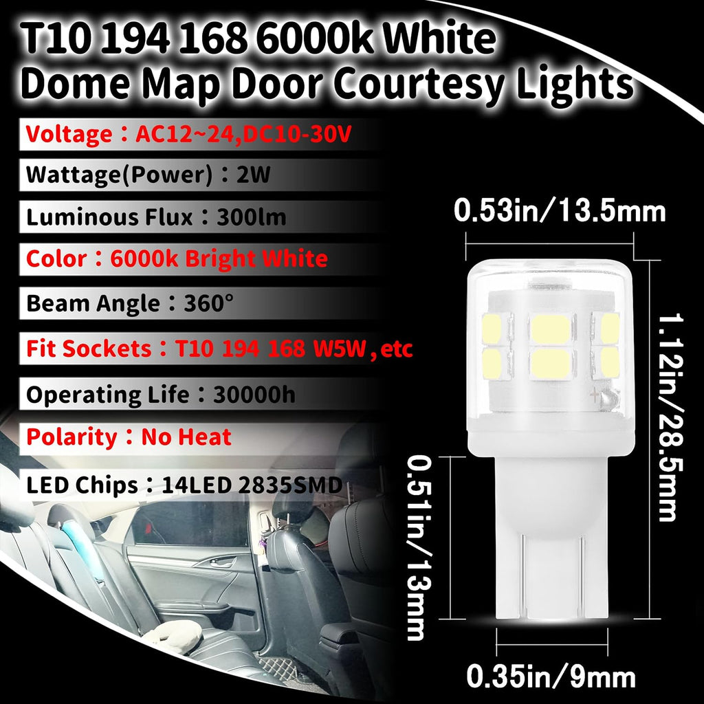 Bombilla LED T10 194 921 922 912 906 2825 168 para RV Tralier Inter...