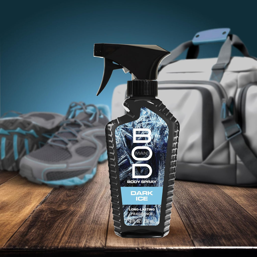 BOD man Fragancia corporal en aerosol, hielo oscuro, 8 onzas líquid...