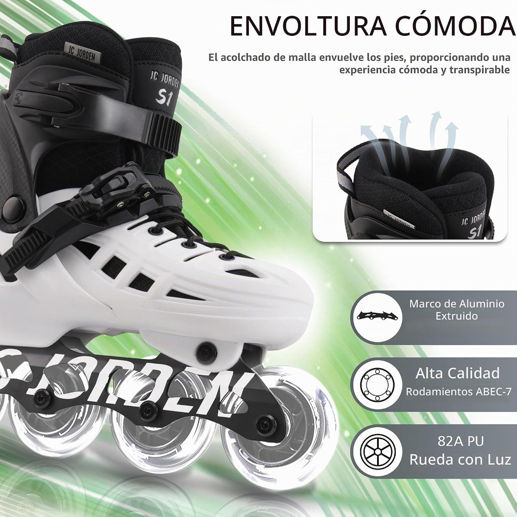 Patines en línea para niños y niñas, 4 tamaños ajustables con rueda...