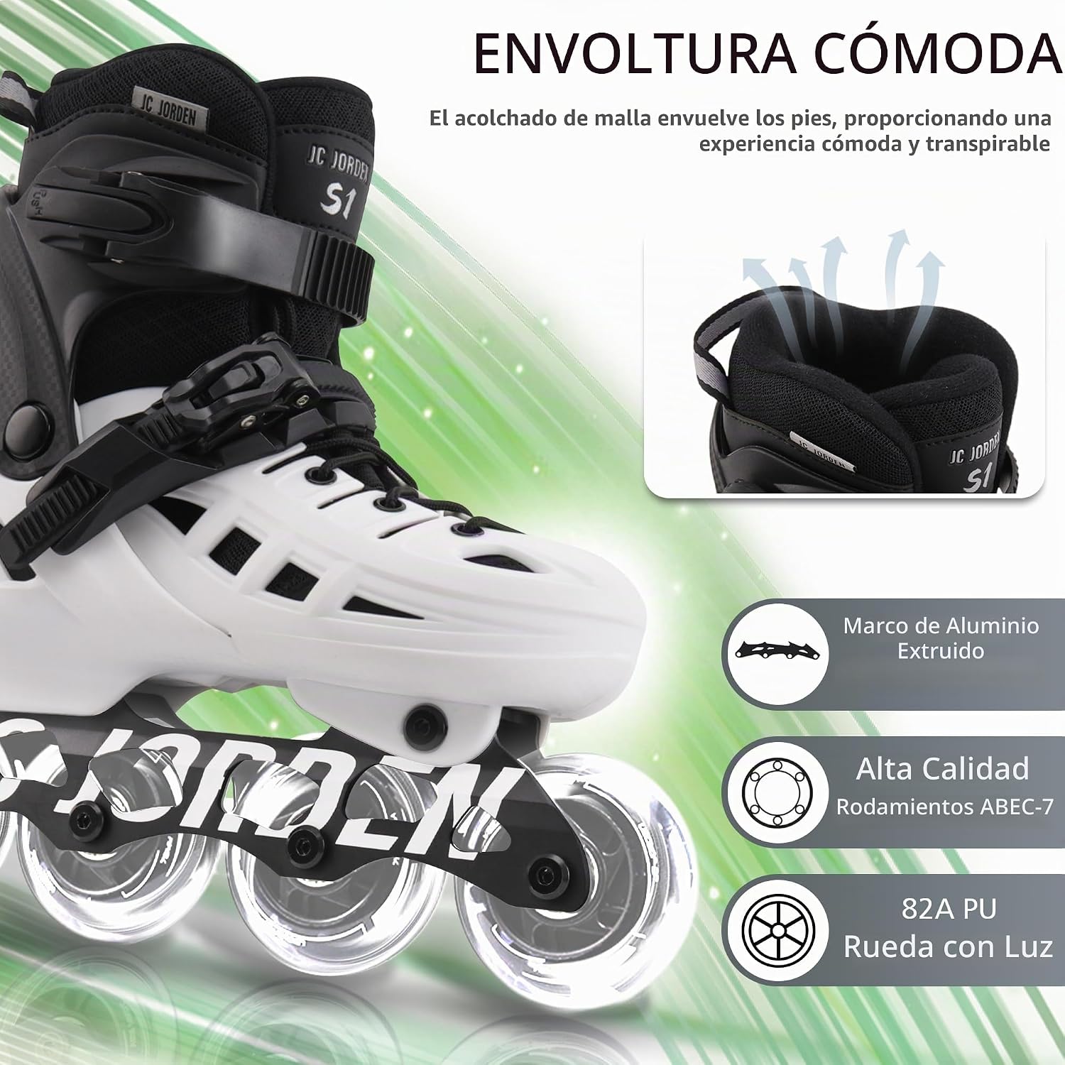Patines en línea para niños y niñas, 4 tamaños ajustables con rueda...