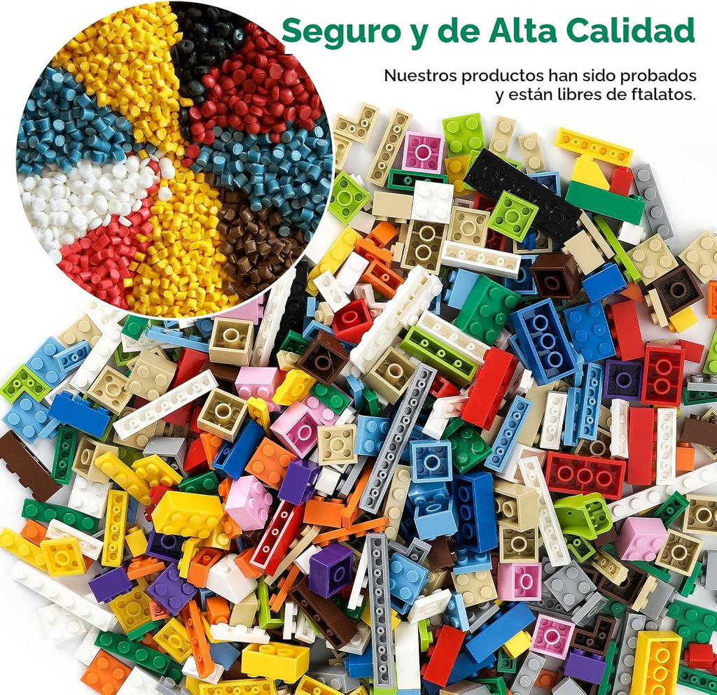 HUIZDQ 1500 piezas de ladrillos de construcción, bloques pequeños c...