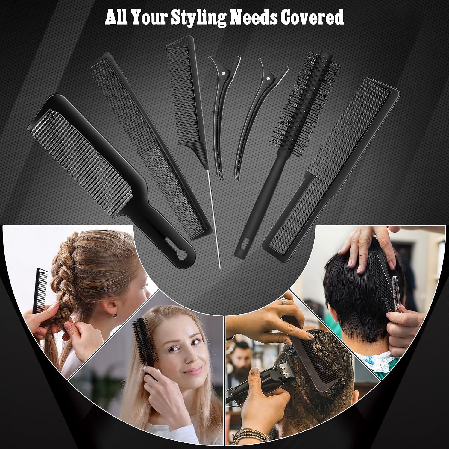 SALONSILK Juego de 9 piezas de cepillo de pelo y peine de estilo pa...
