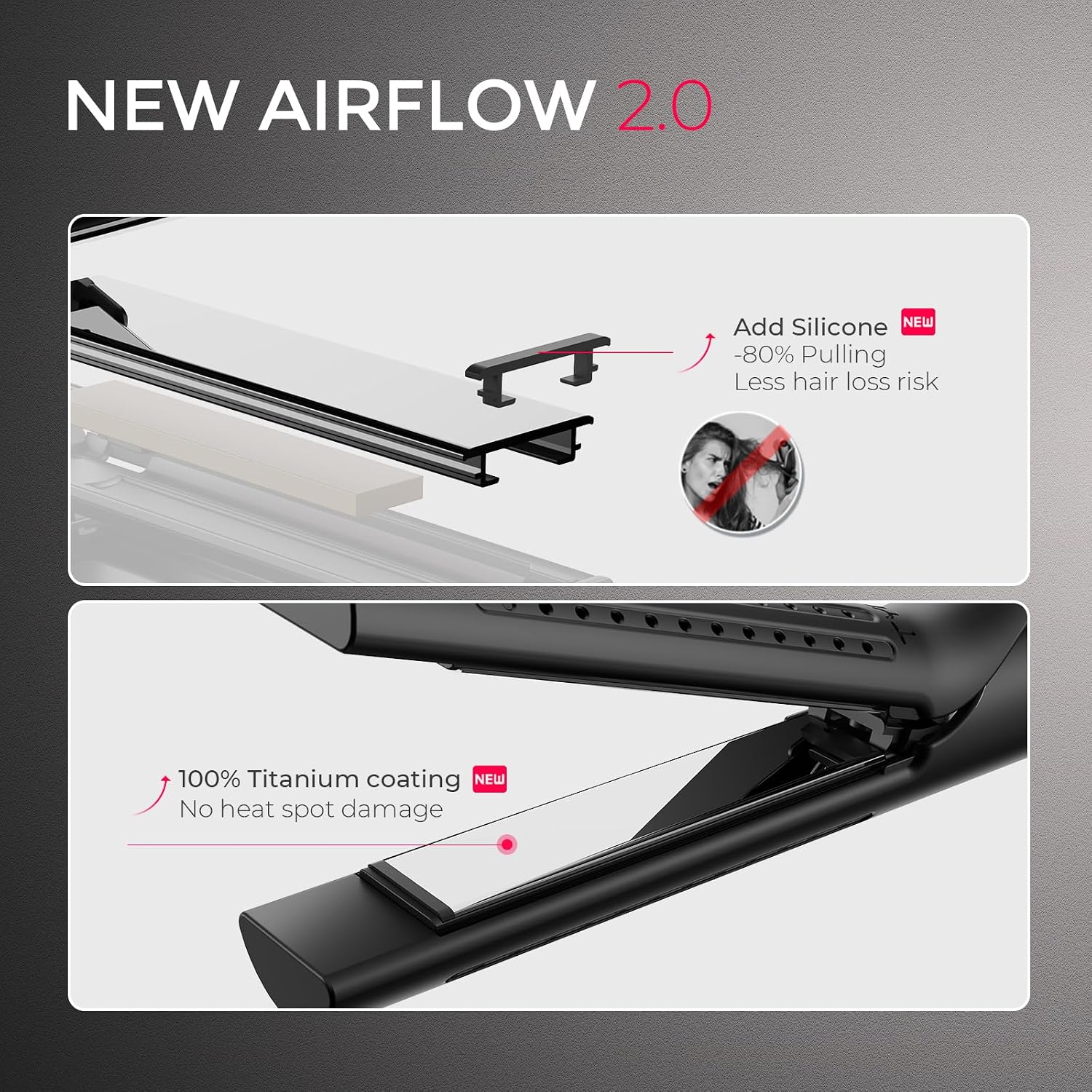 TYMO Airflow 2.0 - Plancha para alisar el cabello y rizador 2 en 1...