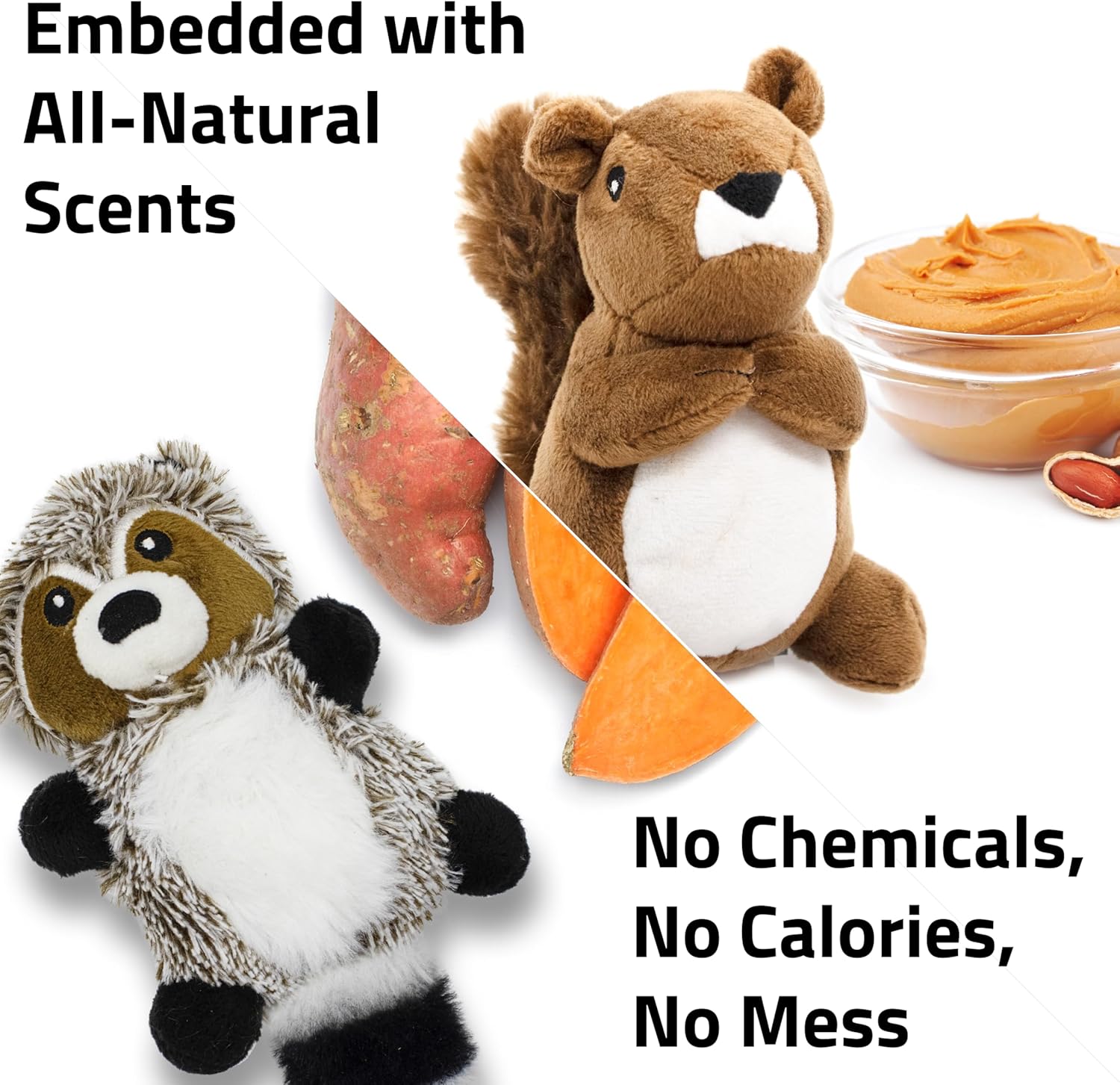 Playology Juguetes para perros | Juguete de peluche de mapache y ar...