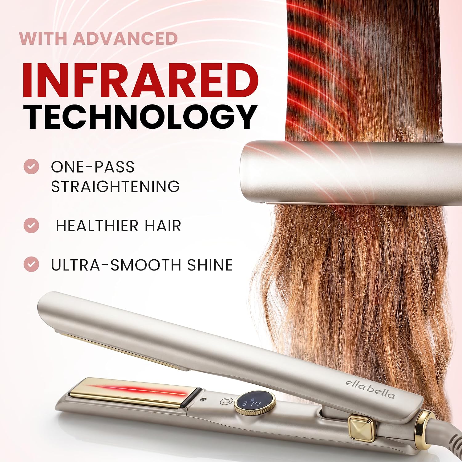 ELLA BELLA® Alisador de cabello delgado con tecnología infrarroja |...