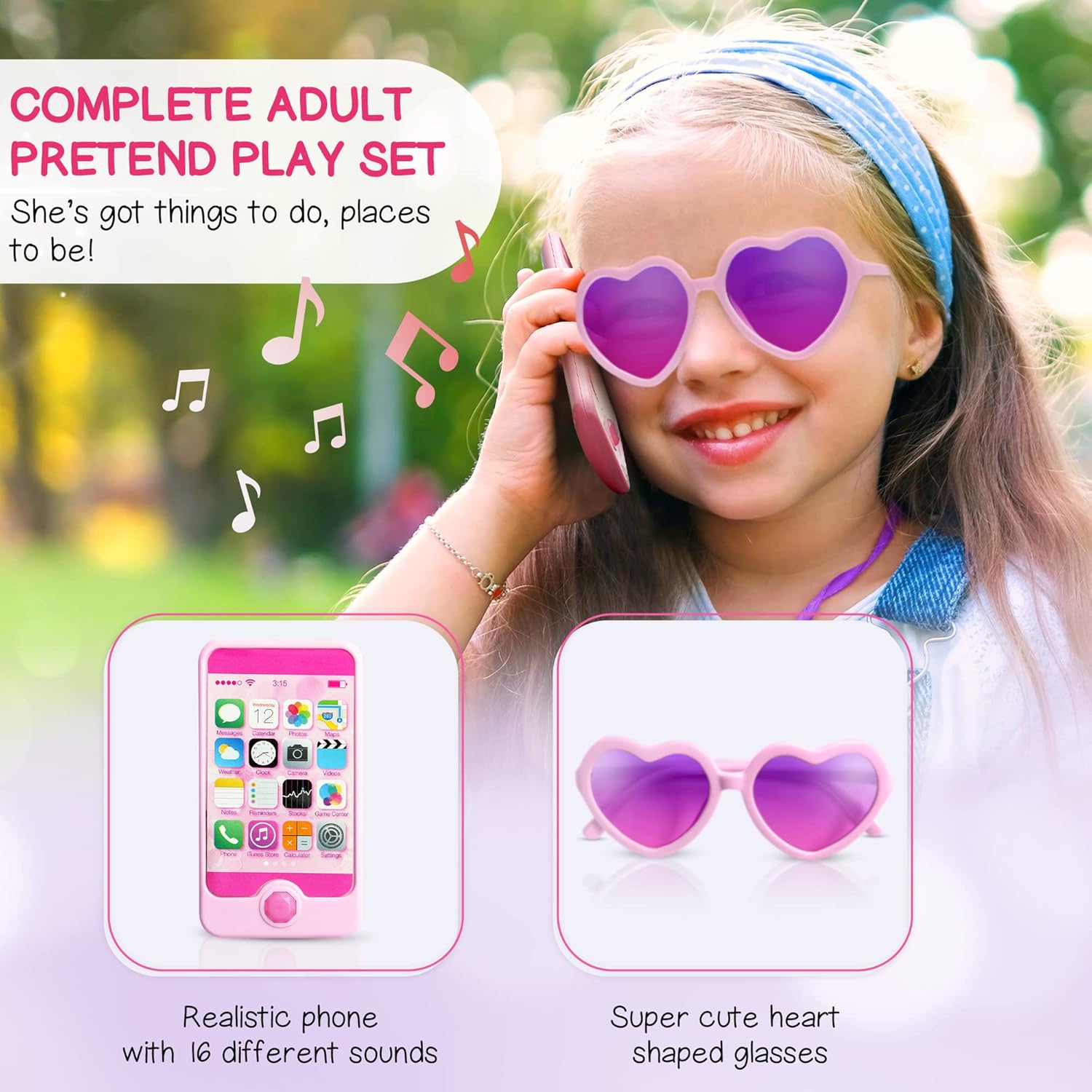 Kit de maquillaje de simulación para niñas pequeñas con bolso de un...