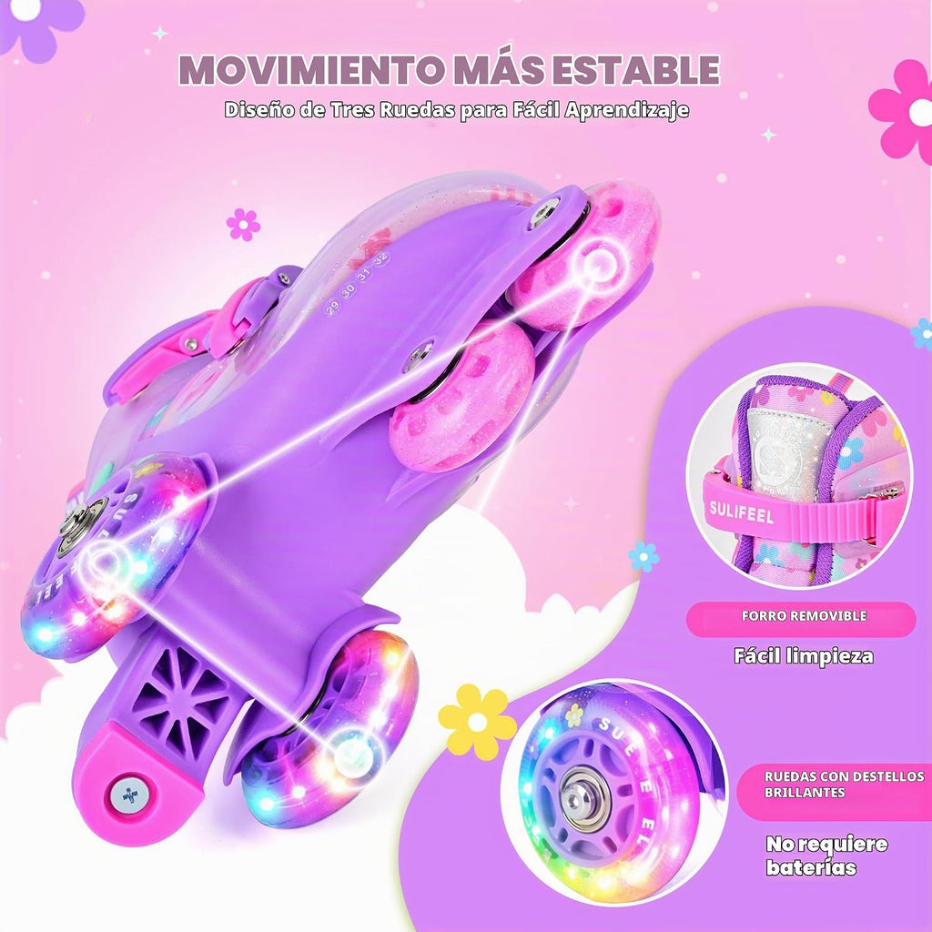 SULIFEEL Patines de Ruedas Ajustables para Niñas Niños Infantiles,...