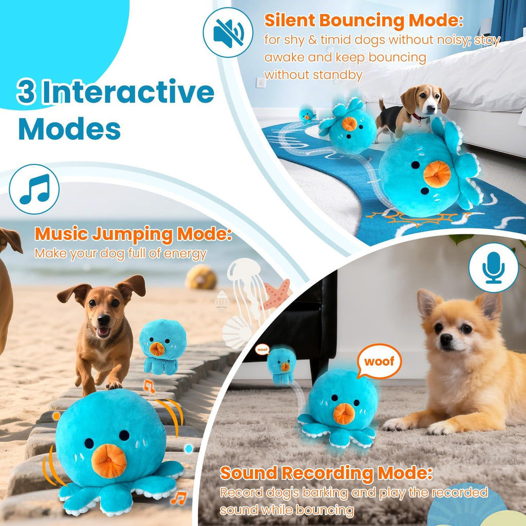 Hanarook Juguetes interactivos para perros, juguete de pulpo chirri...