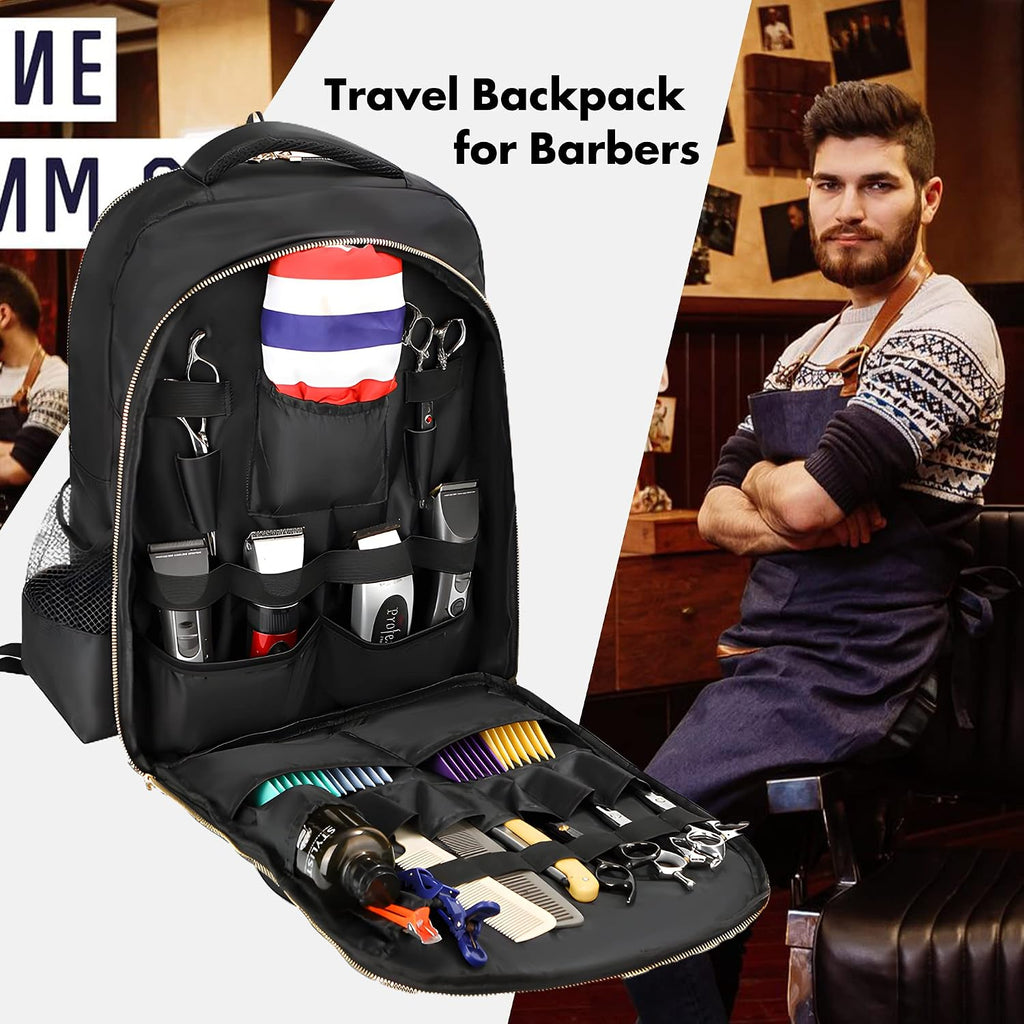 AIHOPESTO Mochila de Viaje para Barbero (Negro, 17.7 x 12.6 x 7.5 p...