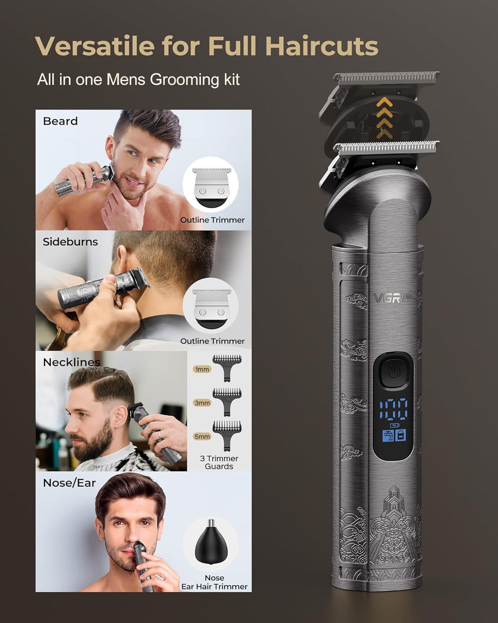 Cortapelos Vgrpro para Hombres Profesional, Cortapelos Inalámbrico...