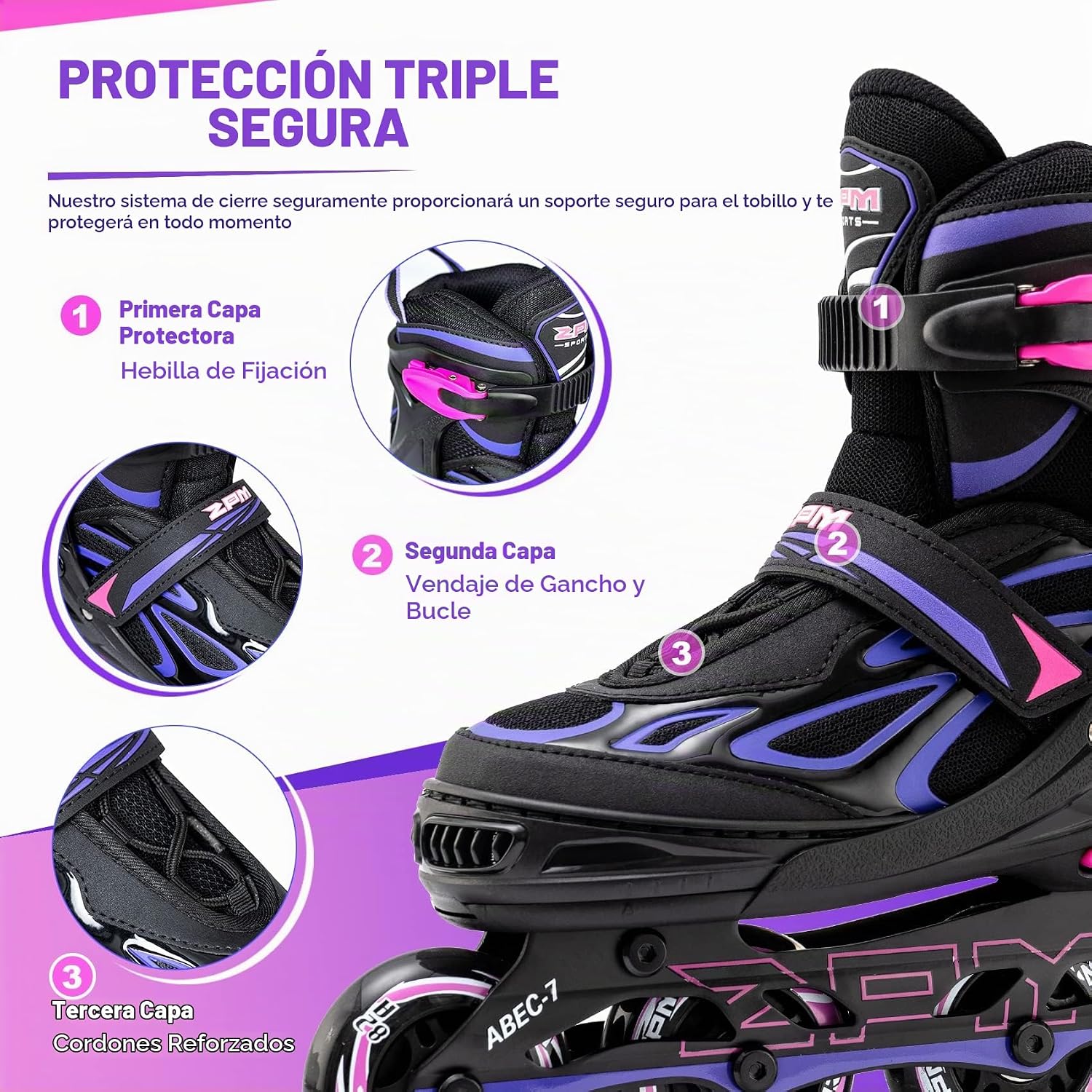 2PM SPORTS Vinal - Patines en línea ajustables intermitentes para n...