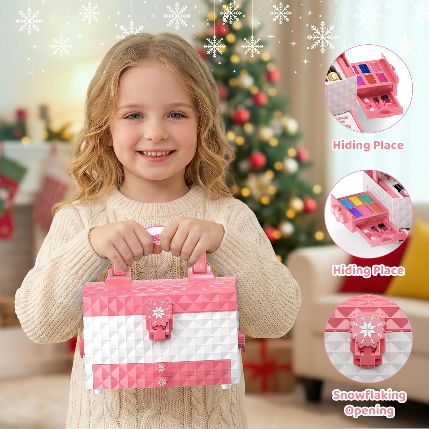 GirlsHome Set de maquillaje para niñas de 56 piezas, lavable, cosmé...