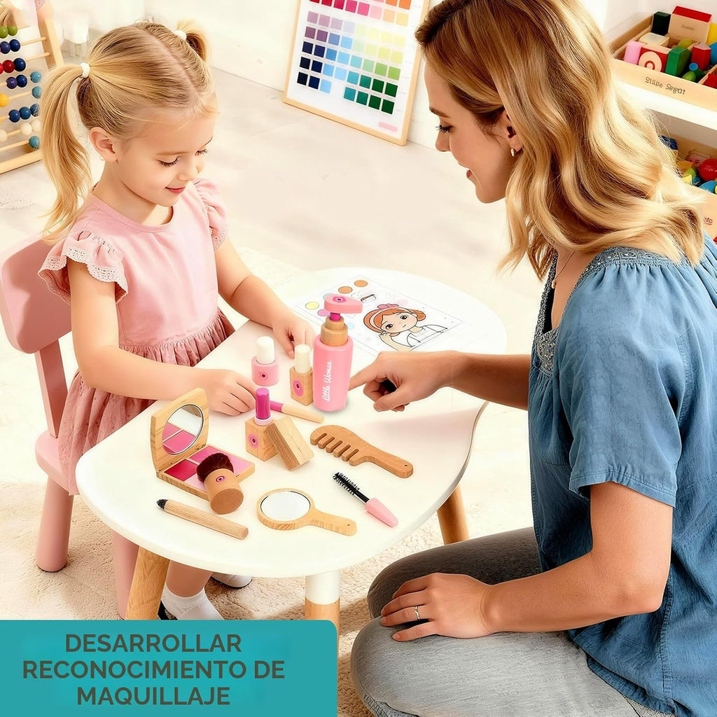Kit de maquillaje de madera de simulación para niños pequeños: set...