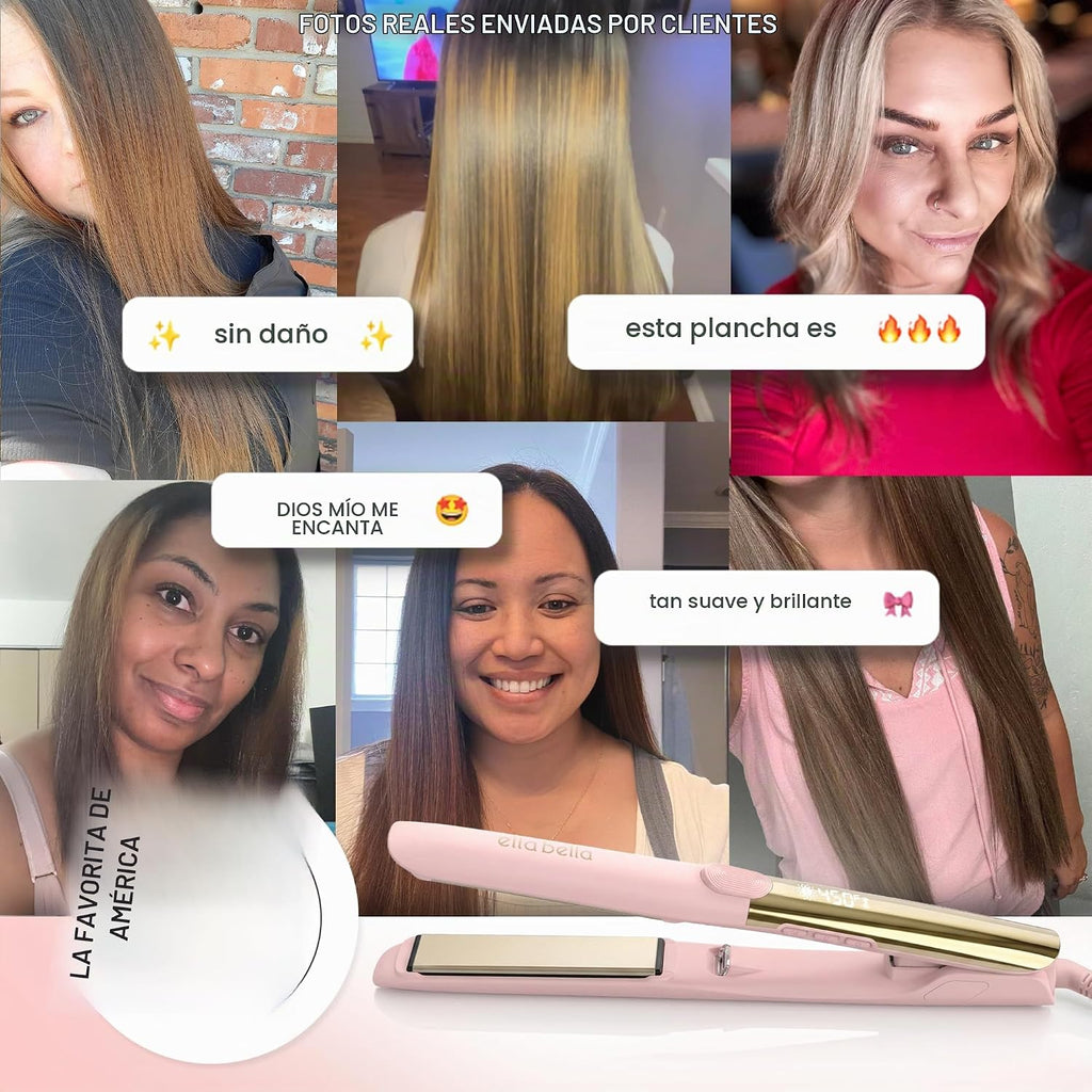 ELLA BELLA® Plancha de titanio para el cabello (con infrarrojos) \u...