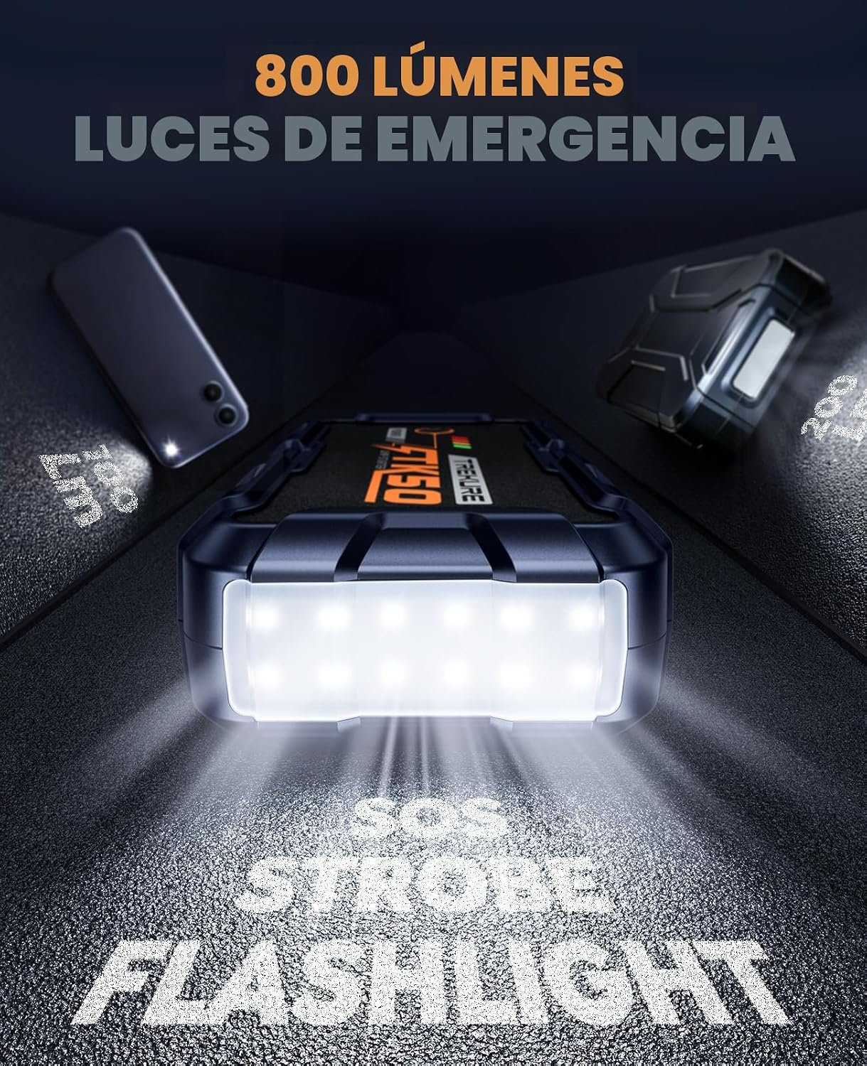 TREKURE Arrancador de batería de coche 8000A 26800mAh, arrancador d...