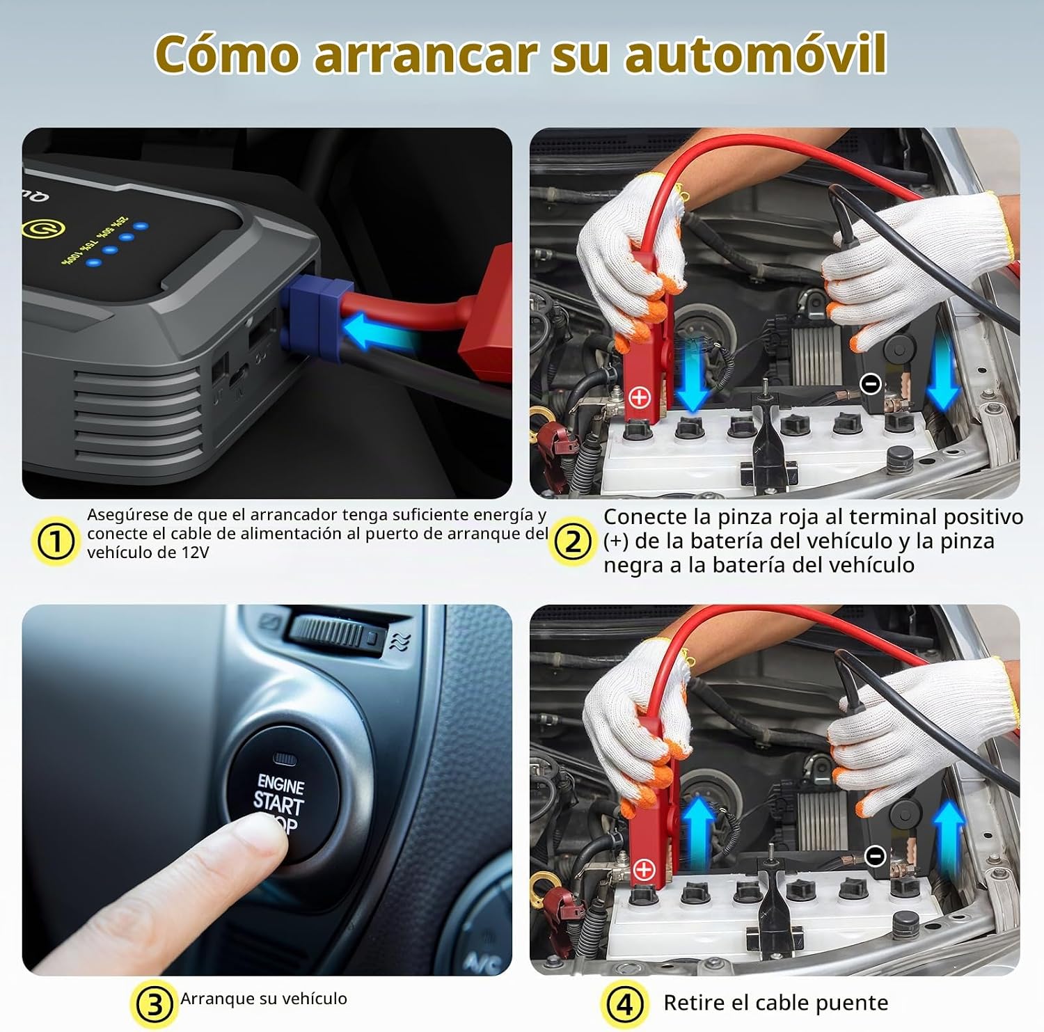 Arrancador de batería de automóvil, batería de arranque de coche de...