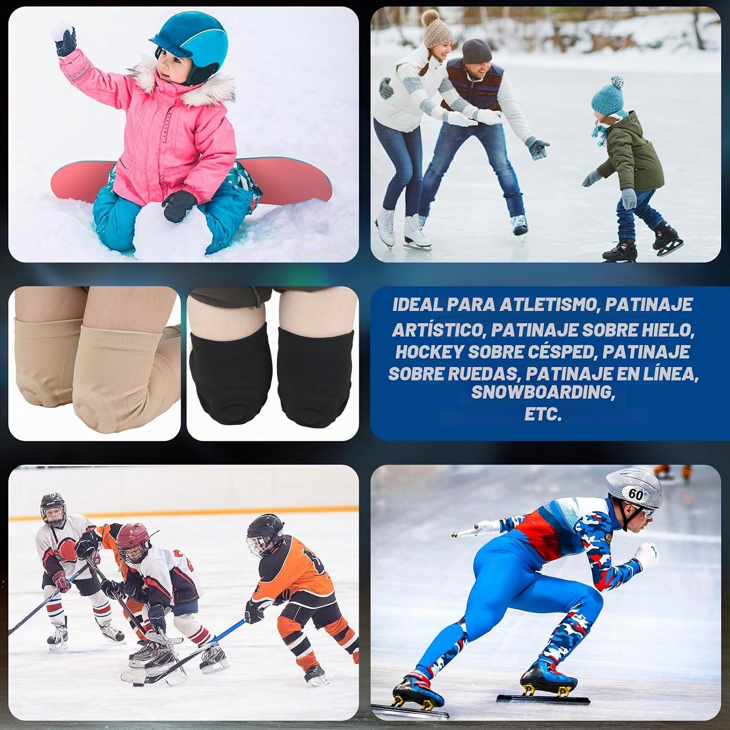 Shappy 2 Pares de Rodilleras para Patinaje sobre Hielo con Gel para...