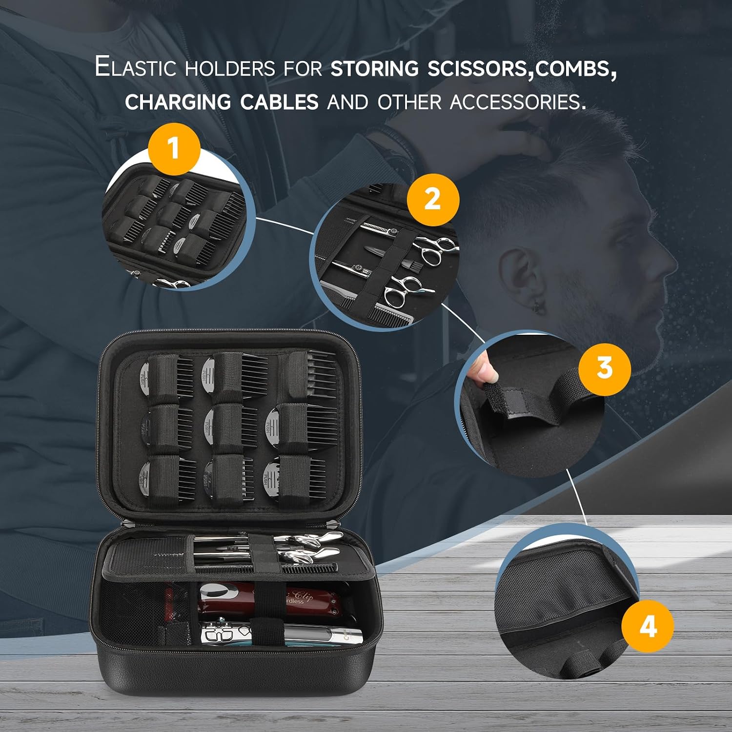 MOSLA Estuche duro para accesorios de peluquero para cortar el cabe...