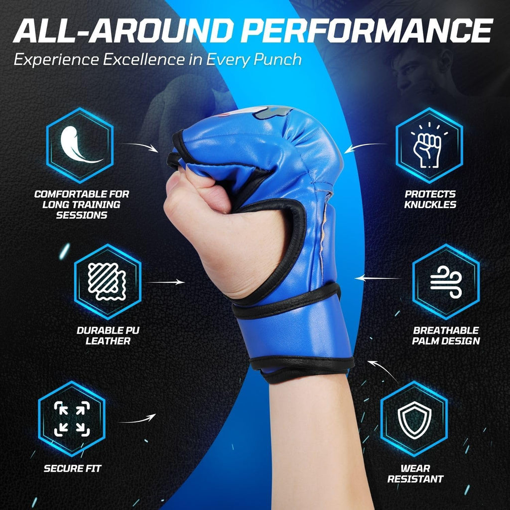 Flexzion, guantes de boxeo con dedos descubiertos - Grappling, MMA,...