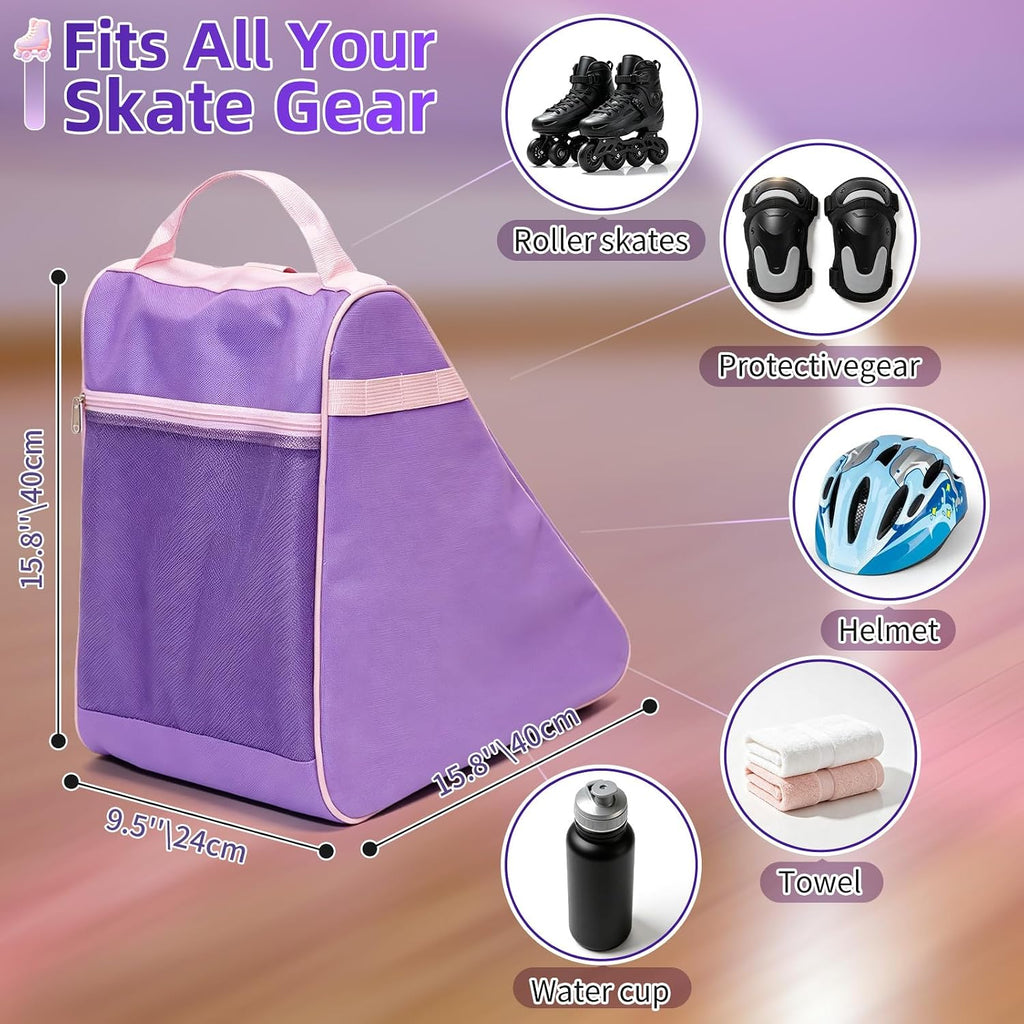 Yzryth Bolsa de patinaje con inicial personalizada para niñas y muj...