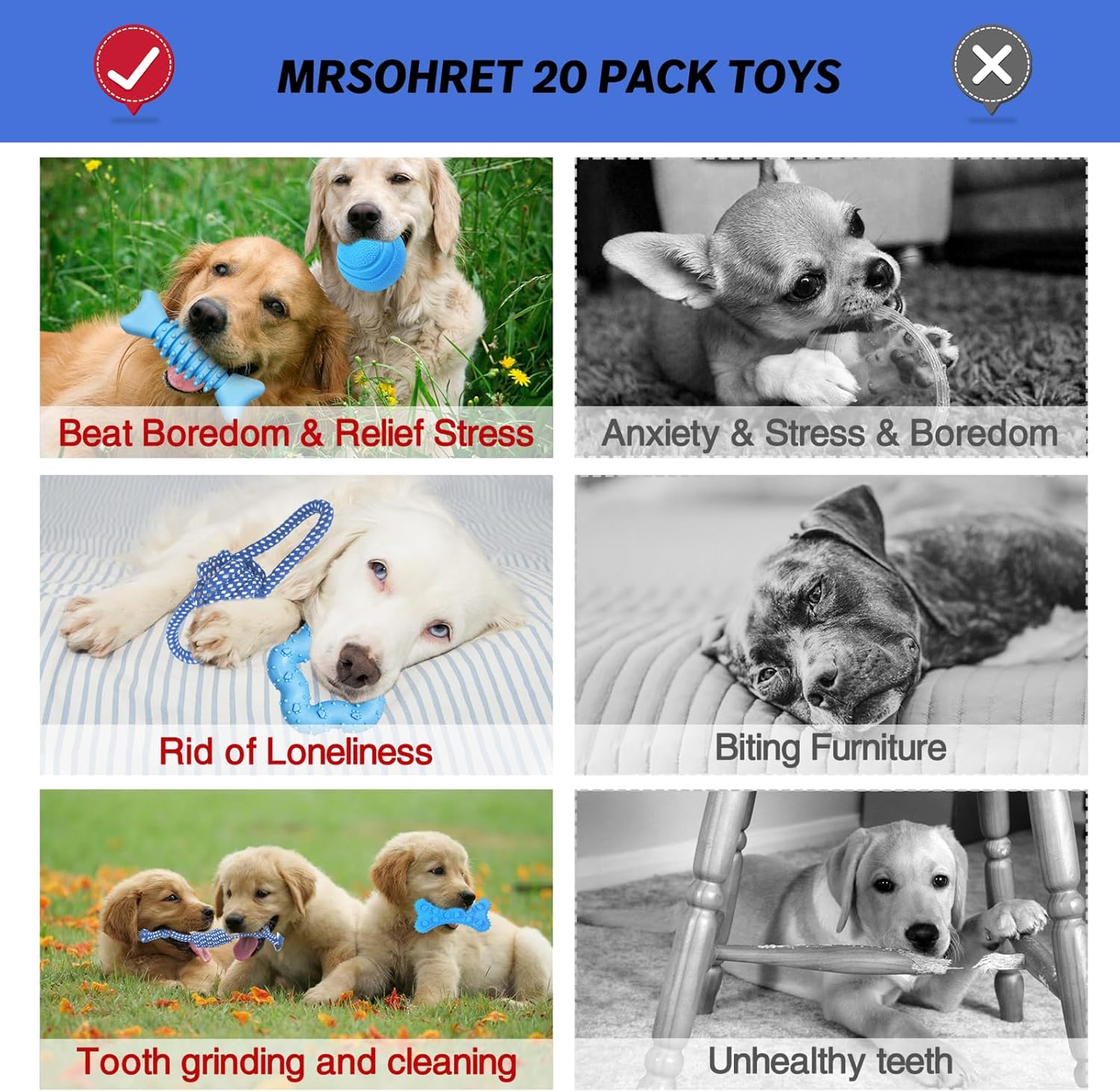 MRSOHRET 21 Piezas Juguetes Masticables para Cachorros - Serie Azul...