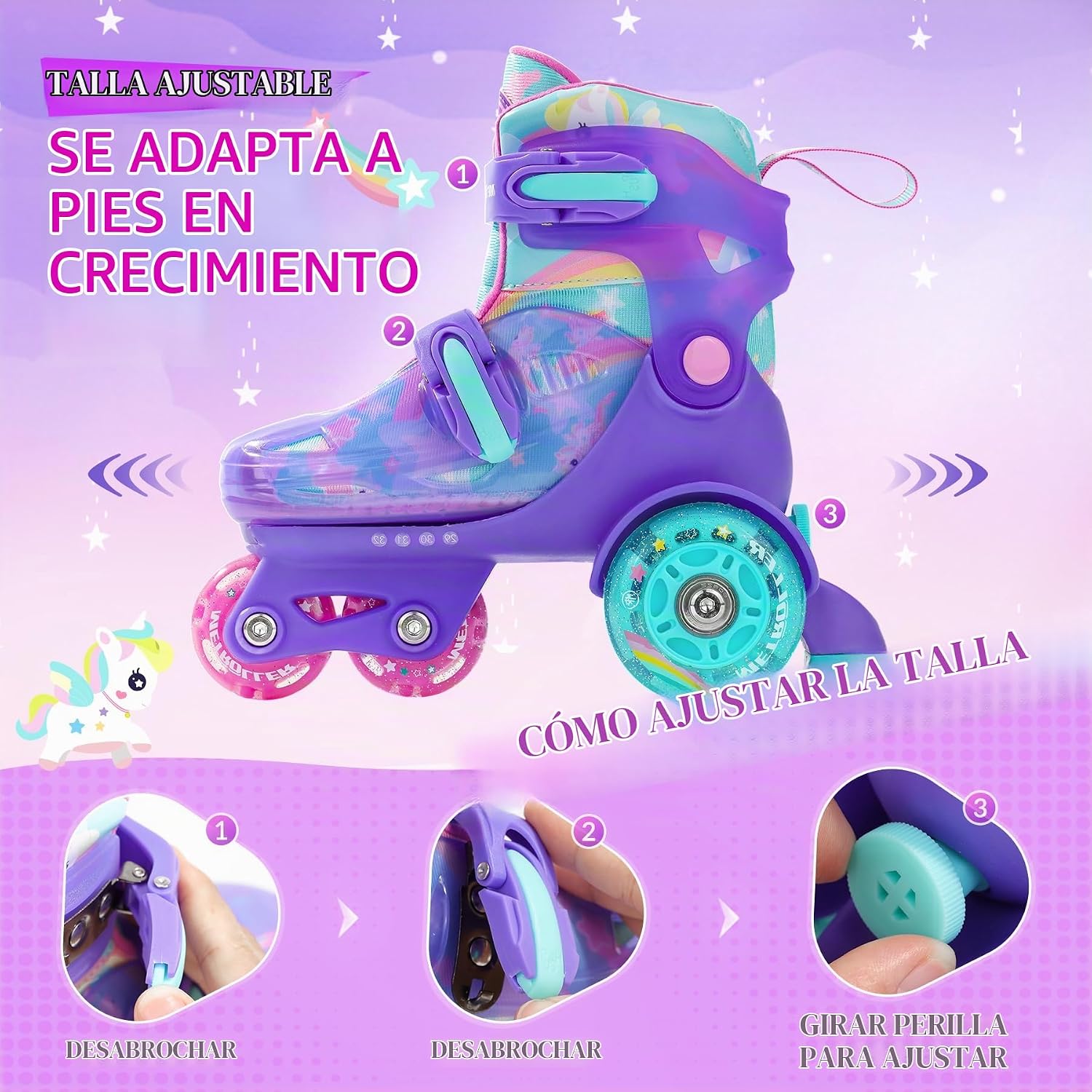 METROLLER Patines de equilibrio con ruedas ajustables para niños pe...