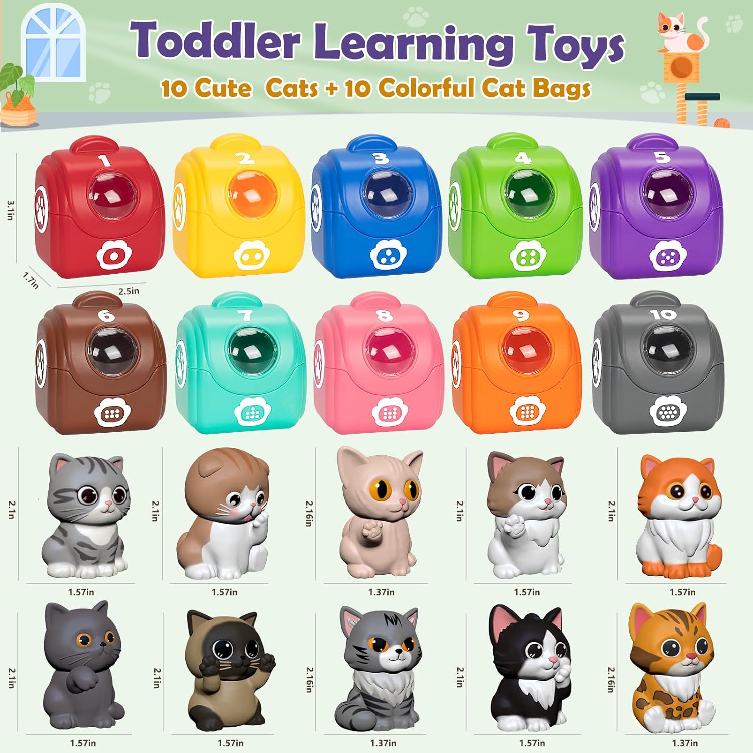 Juguetes educativos para niños de 1, 2 y 3 años, 20 piezas de jugue...
