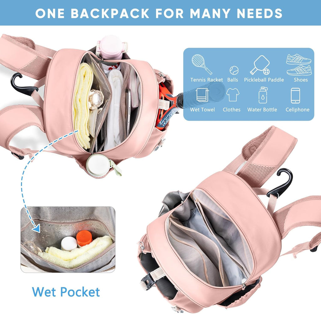 SPORJET Mochila de Tenis con Soporte para 2 Raquetas, Bolsa de Raqu...