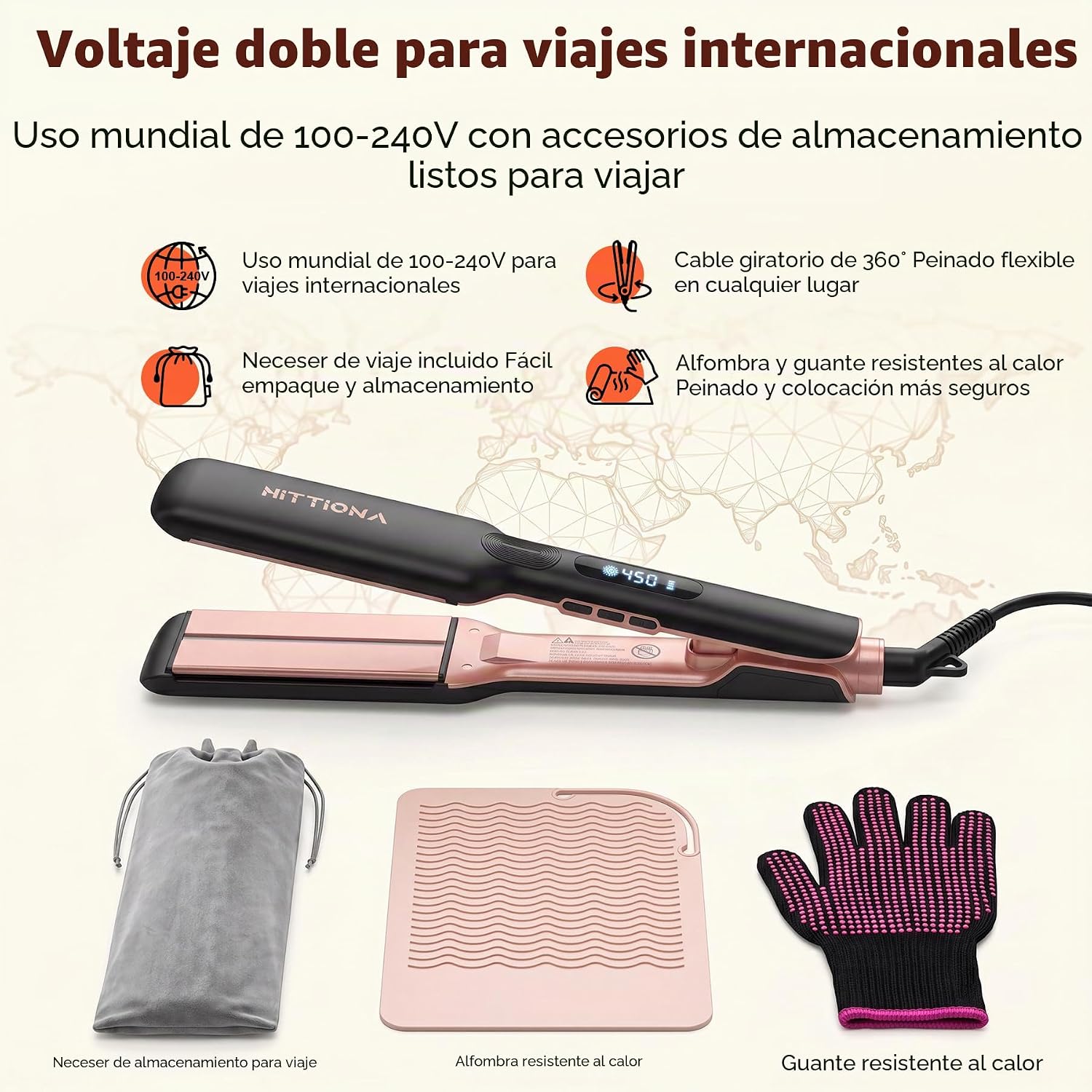 HITTIONA Plancha de cerámica de 1.75 pulgadas de ancho para mujeres...