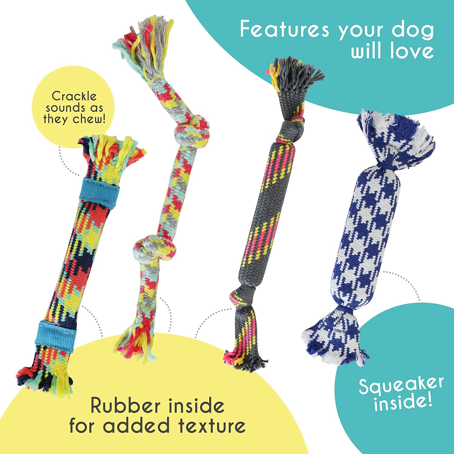 rocket &amp; rex Juego de remolcadores de cuerda para perros para r...