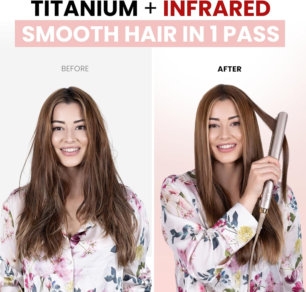 ELLA BELLA® Alisador de cabello delgado con tecnología infrarroja |...