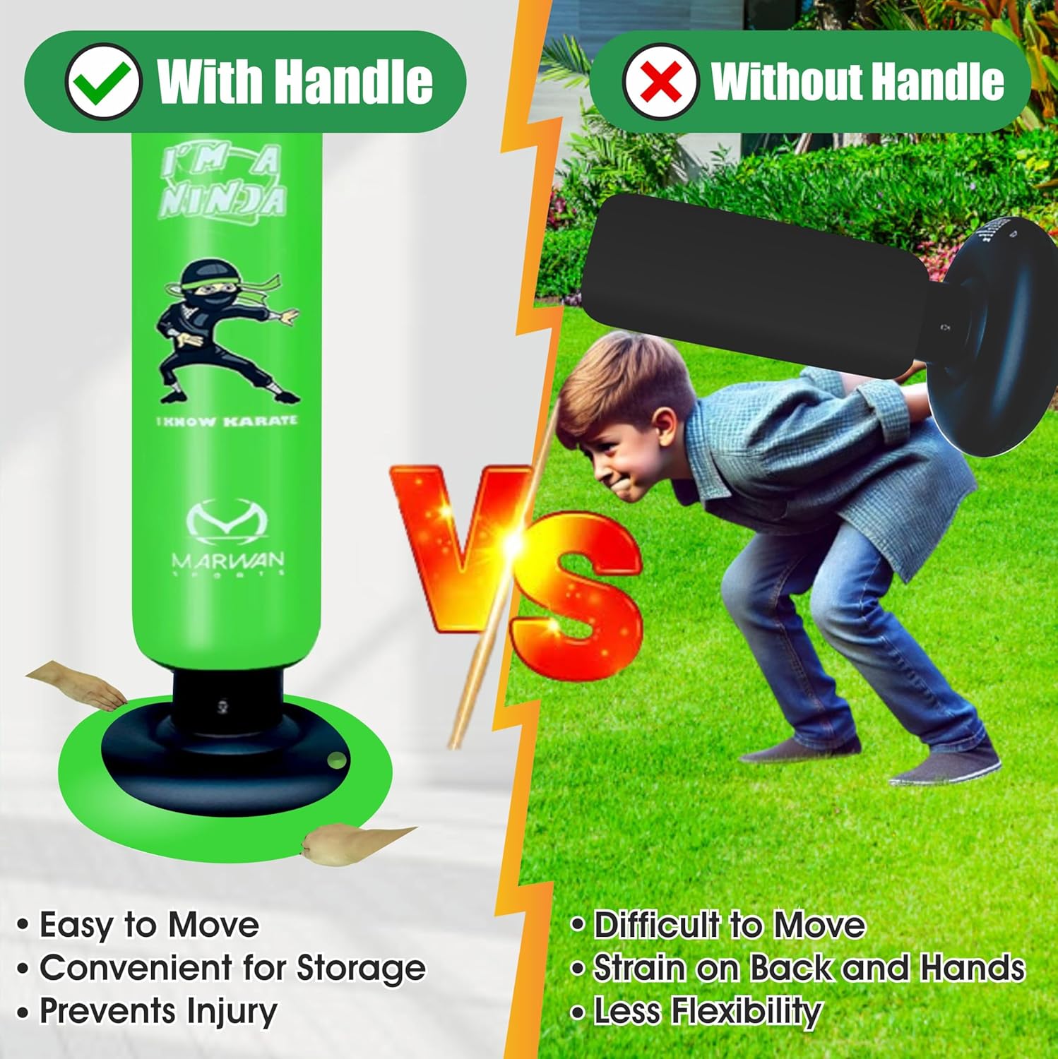 Marwan Sports Ninja - Saco de boxeo para niños, juguete sensorial i...