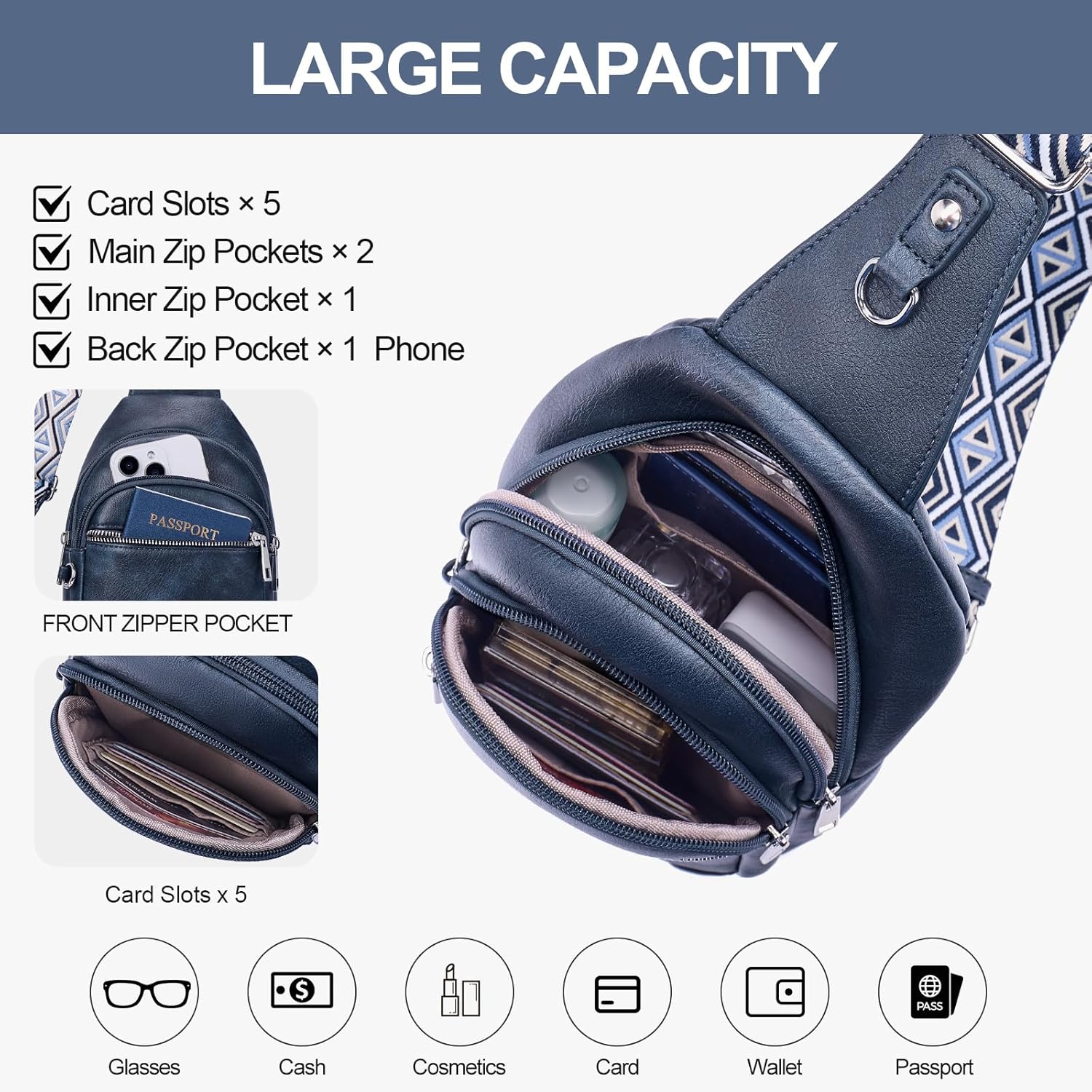 Lexiyat Bolsos cruzados antirrobo para mujer, bolsa de viaje para e...