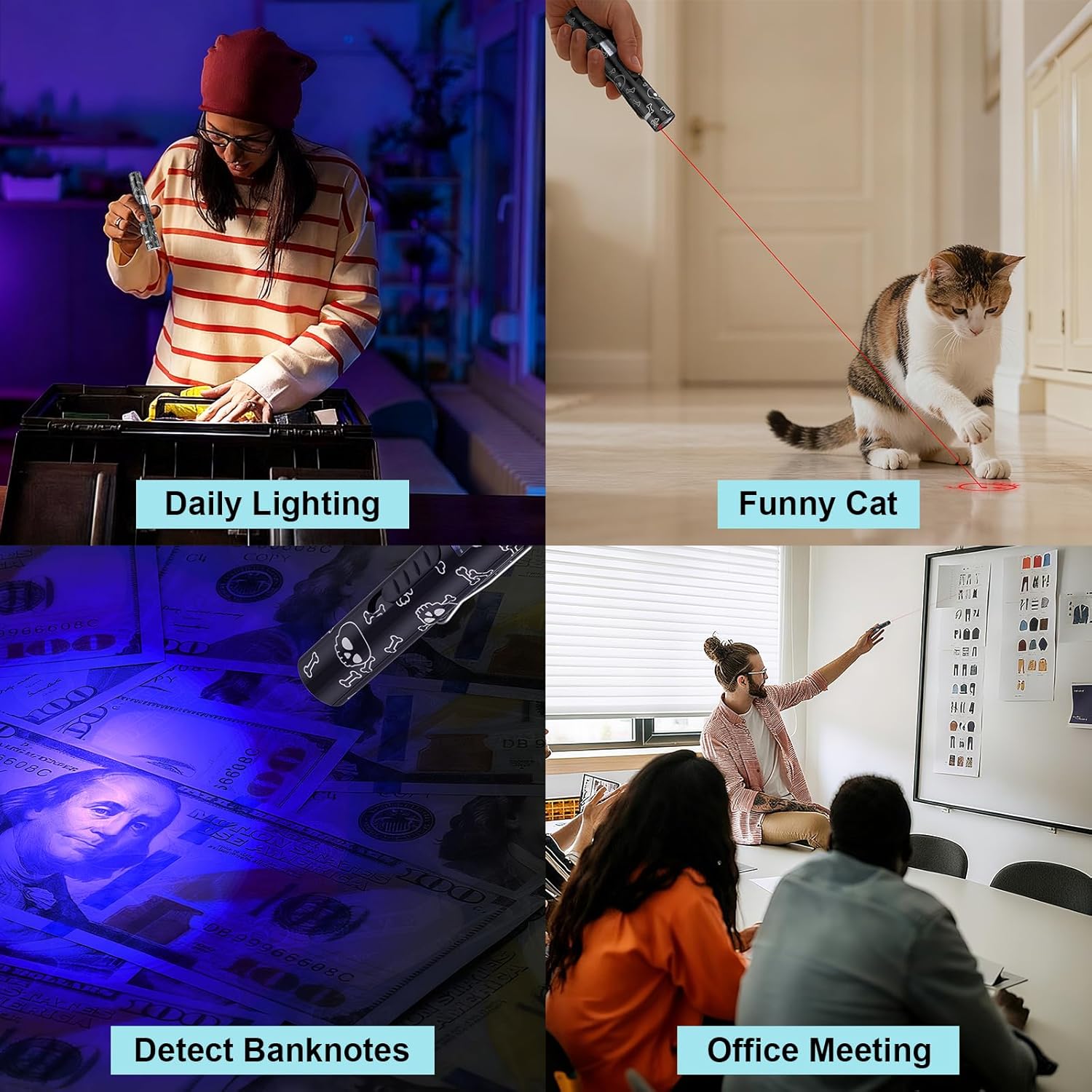 Juguetes interactivos para gatos Waputne con 7 modos ajustables, pa...