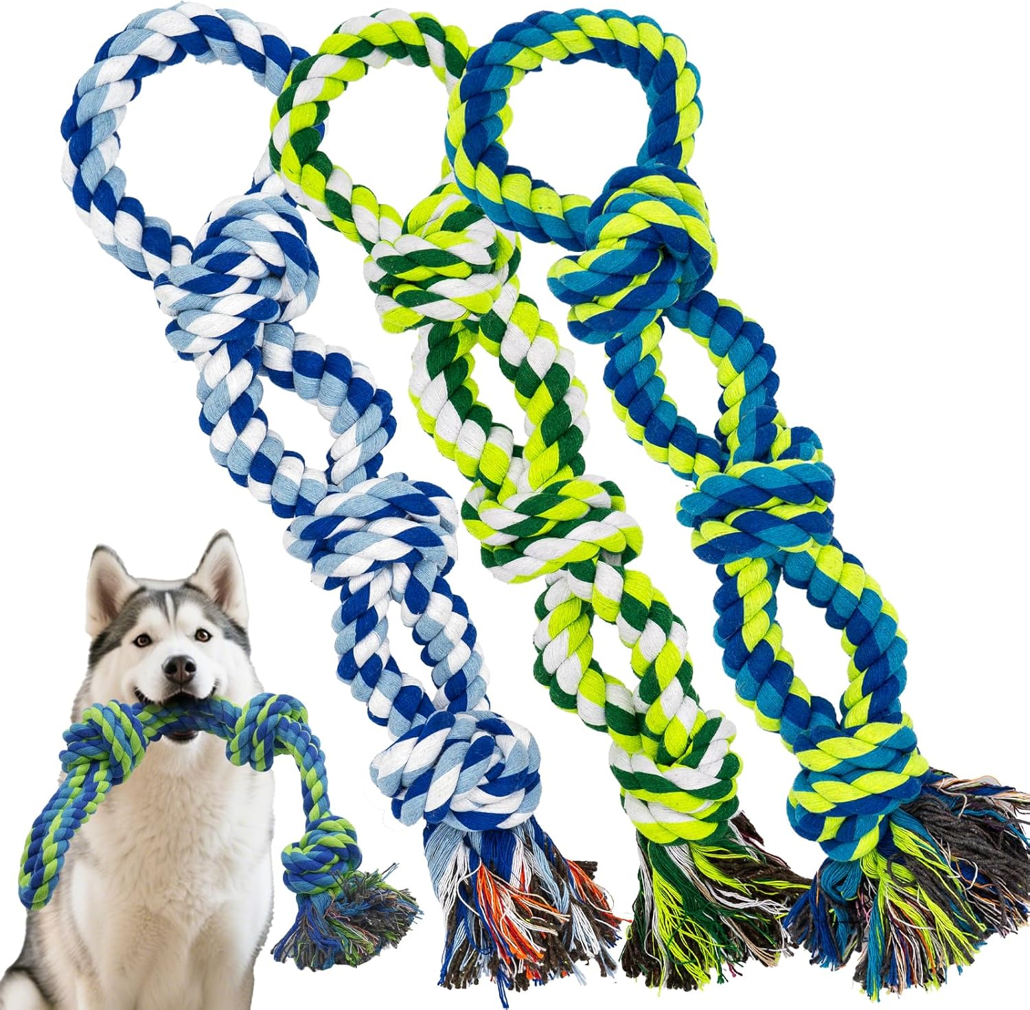 Rocfish [Paquete de 3] juguetes de cuerda para perros para masticad...