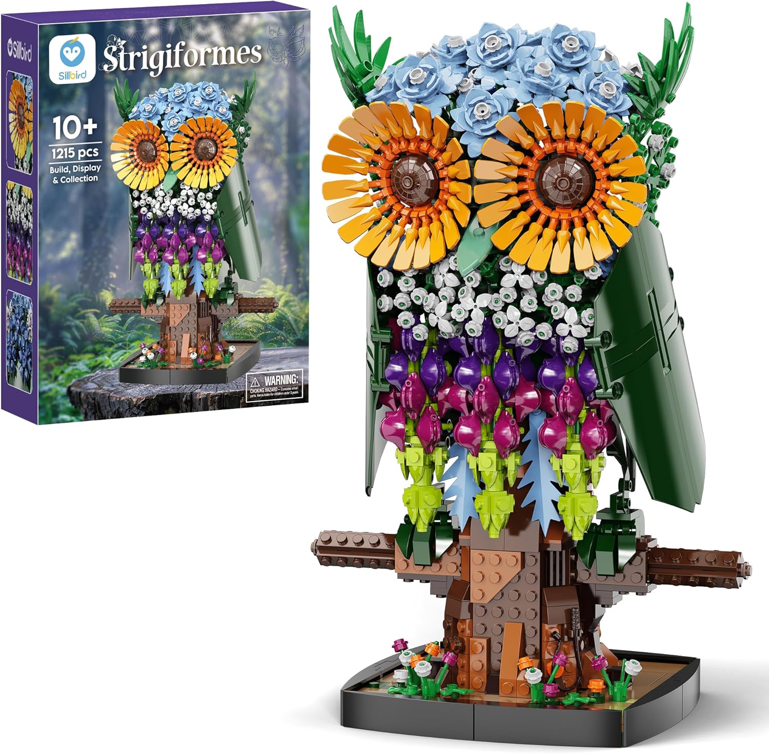 Sillbird Juego de construcción de búho de flores para adultos y ado...