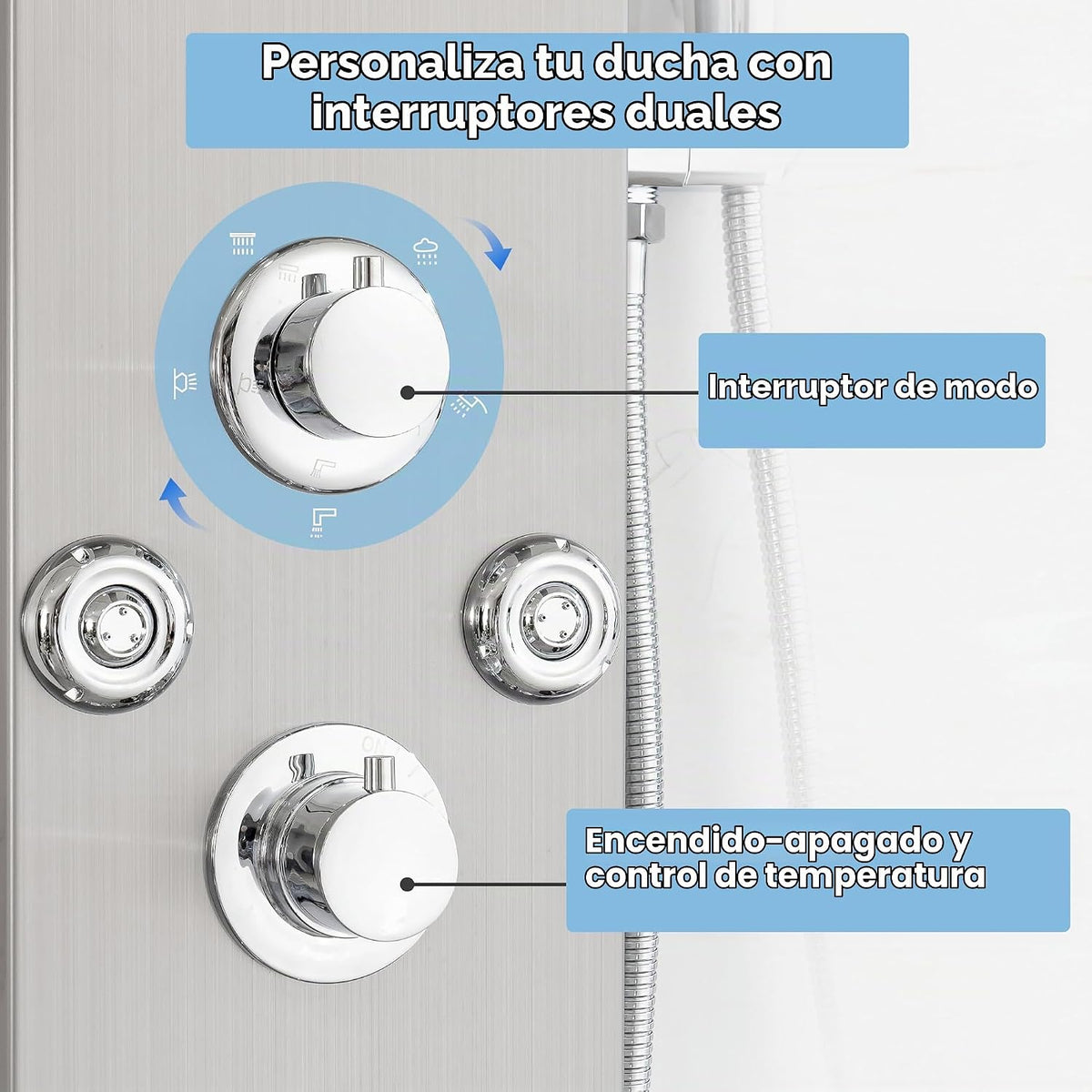DELAVIN Torre de ducha de acero inoxidable LED, torre de panel de d...