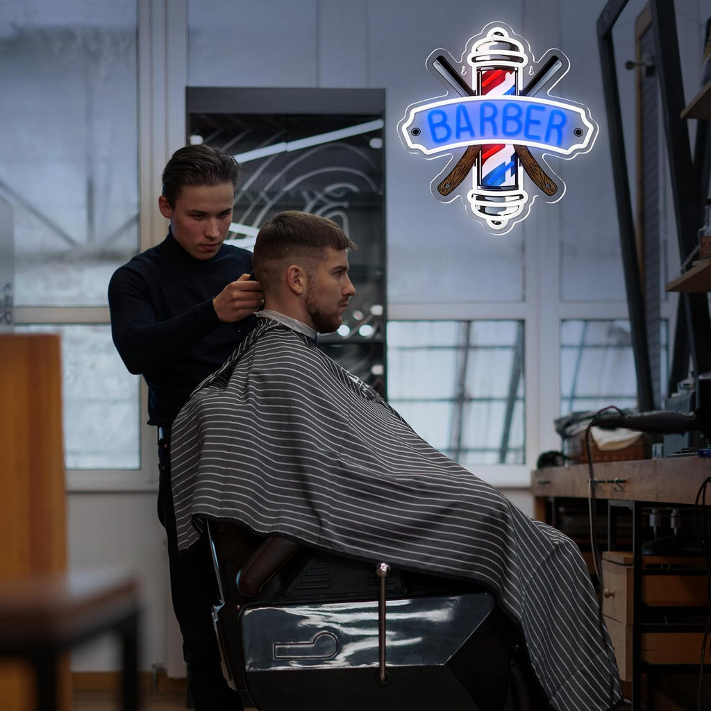 Letrero de neón de barbería para decoración de barberías y salones...