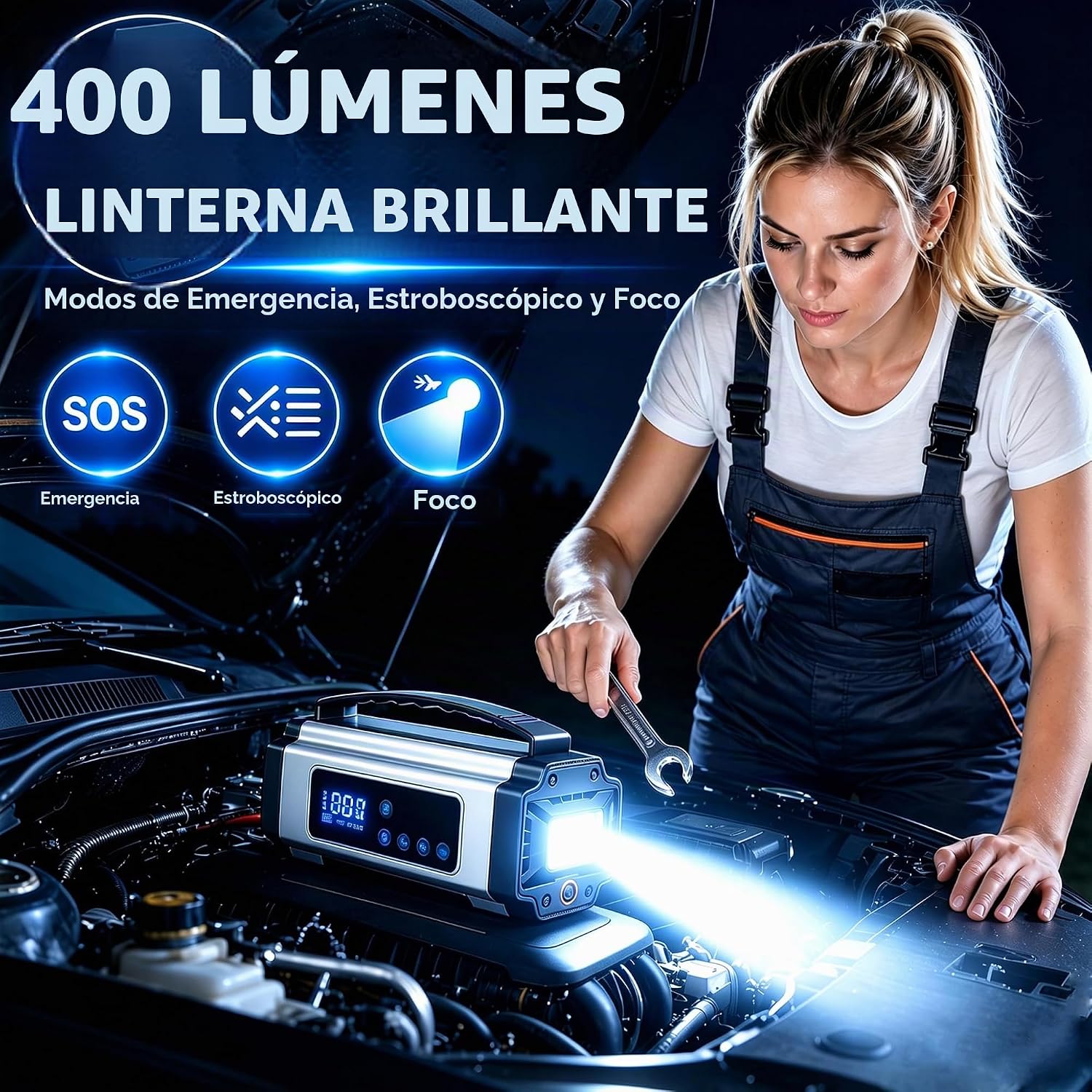 Batería portátil 10 en 1 9000A para coche con compresor de aire de...