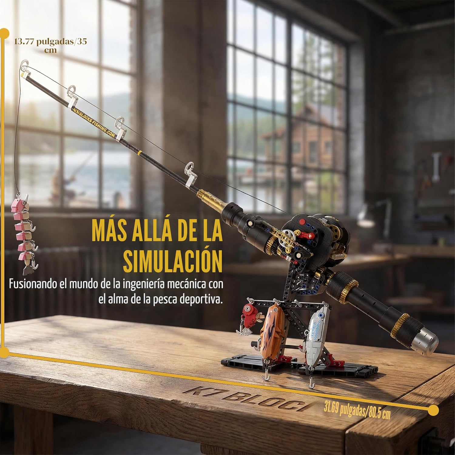 BYTLK Juego de bloques de construcción de caña de pescar [589+] pie...