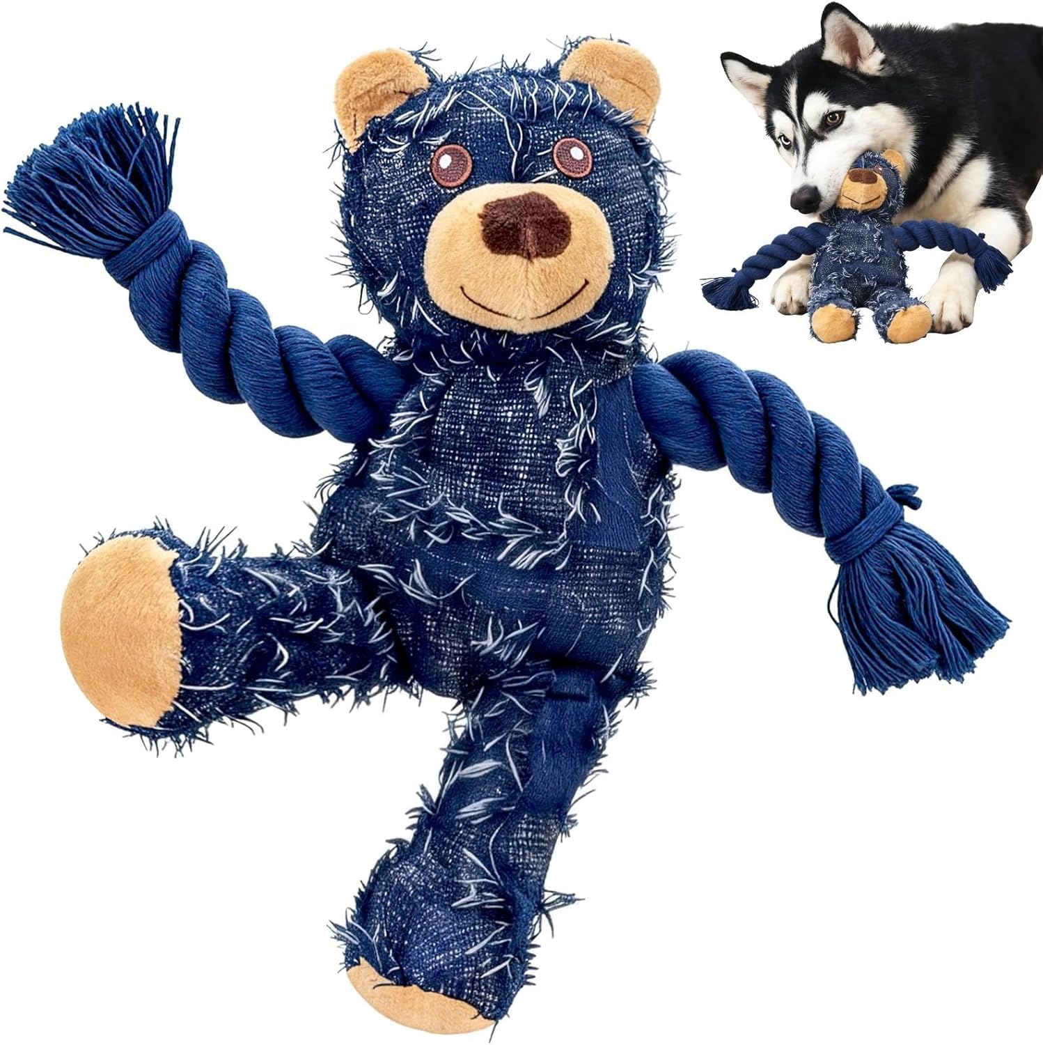 Pelemee Ragged Bear - Juguetes para perros para masticadores agresi...